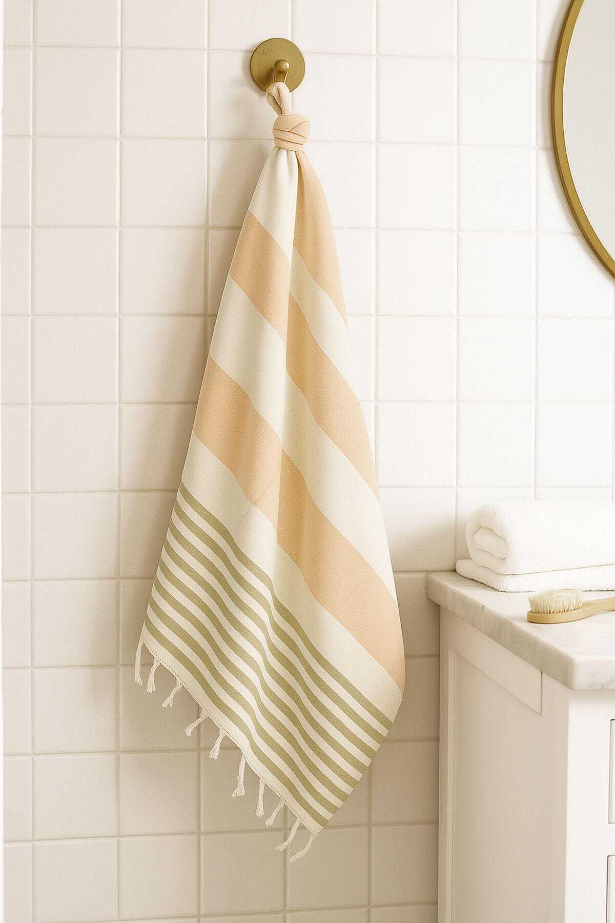 Mimoza Unisex Peştemal Plaj Havlusu 100x180 Cm %100 Pamuklu Soft Kahve-Açık Kahve resmi