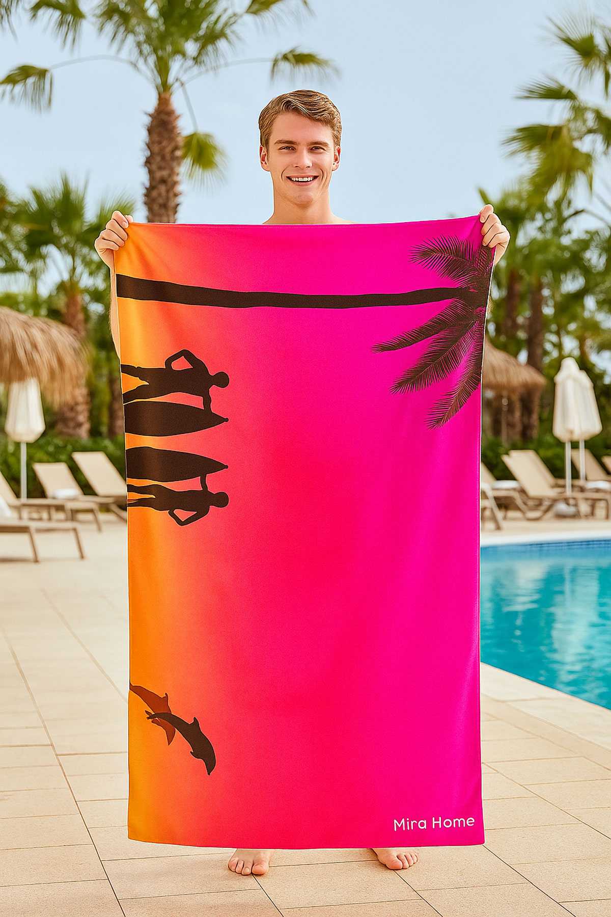 SeaDream Tropikal Desenli Plaj Havlusu 70X140 Cm Sunshine resmi