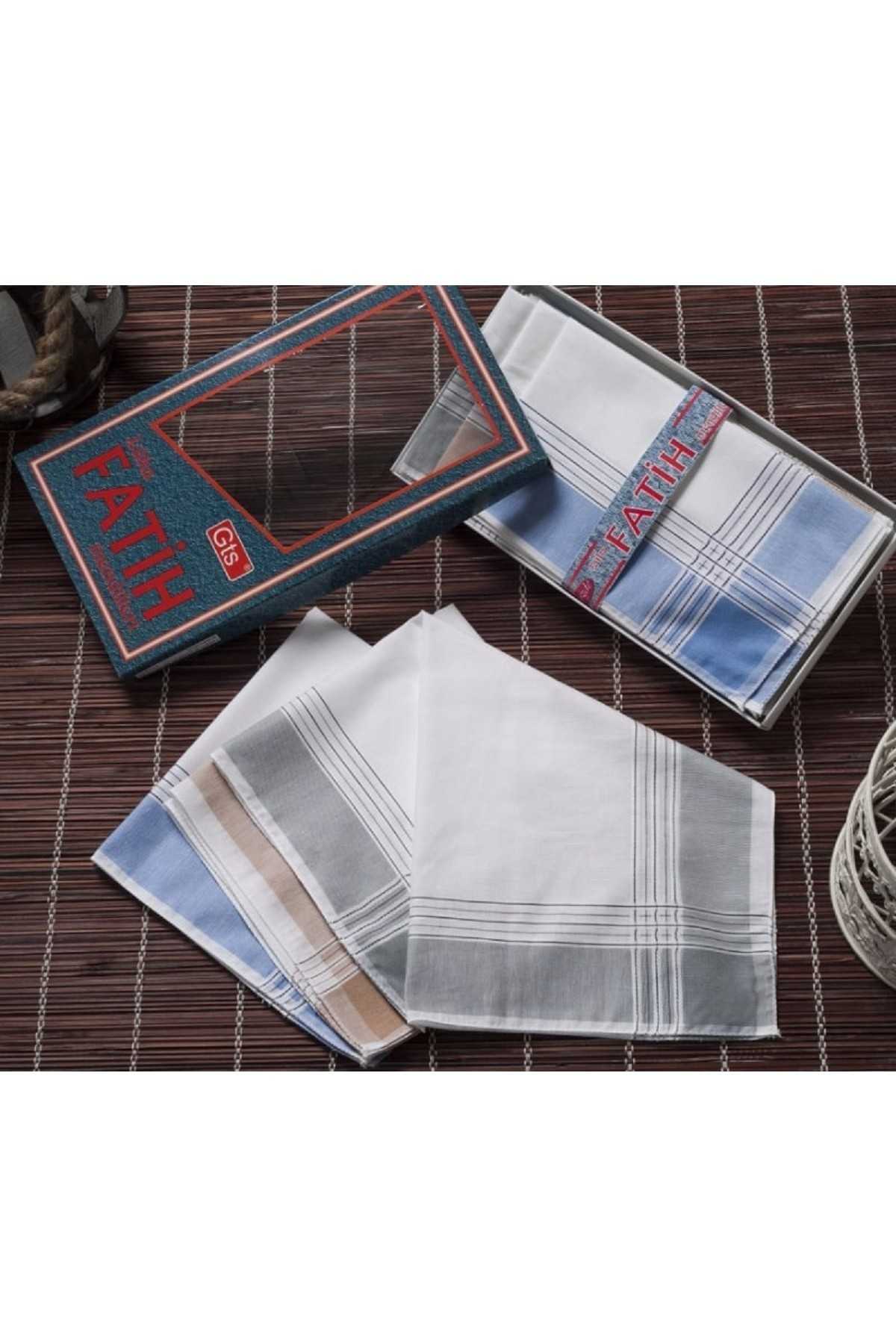 Fatih Kutulu 40x40 cm Düzine 12 Adet Kumaş Mendil FM 01 resmi