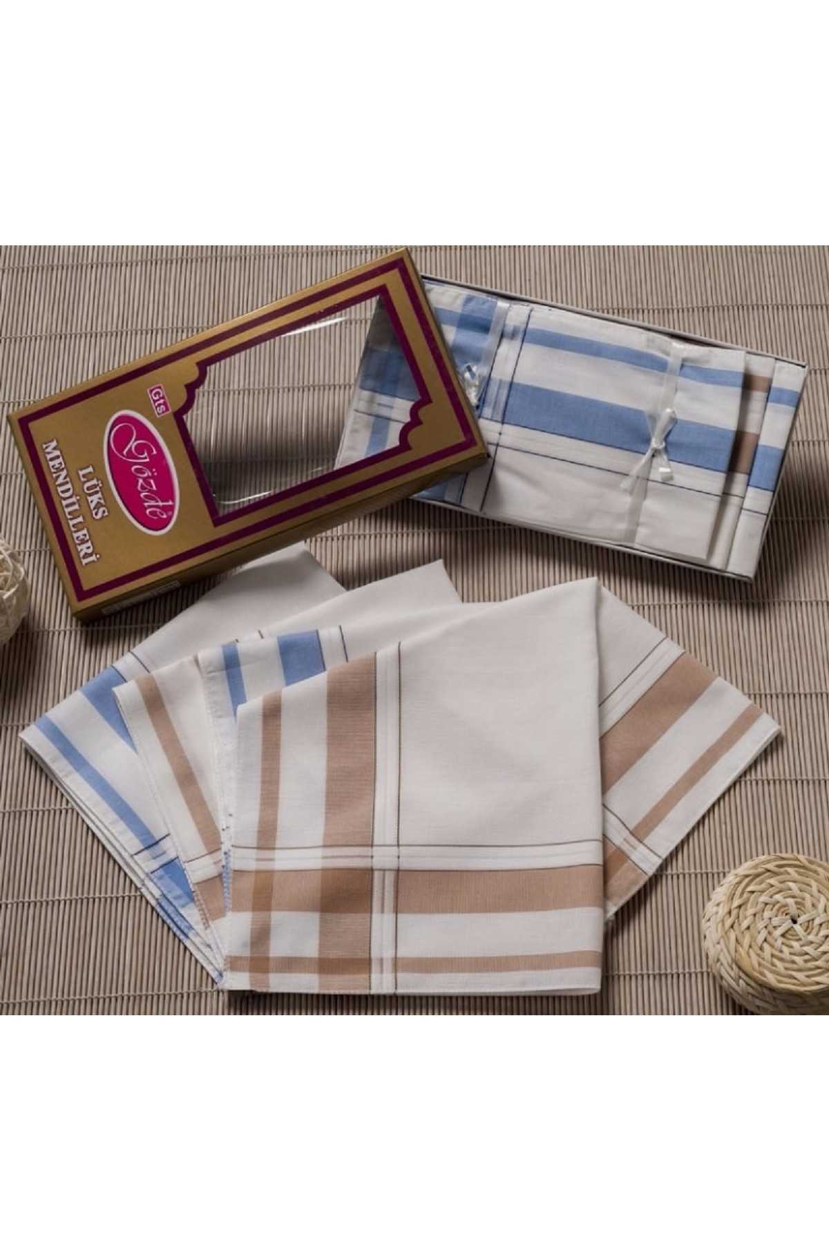 Sarı Kutulu 46x46 cm 12 Adet Kumaş Mendil-GSK 07 resmi