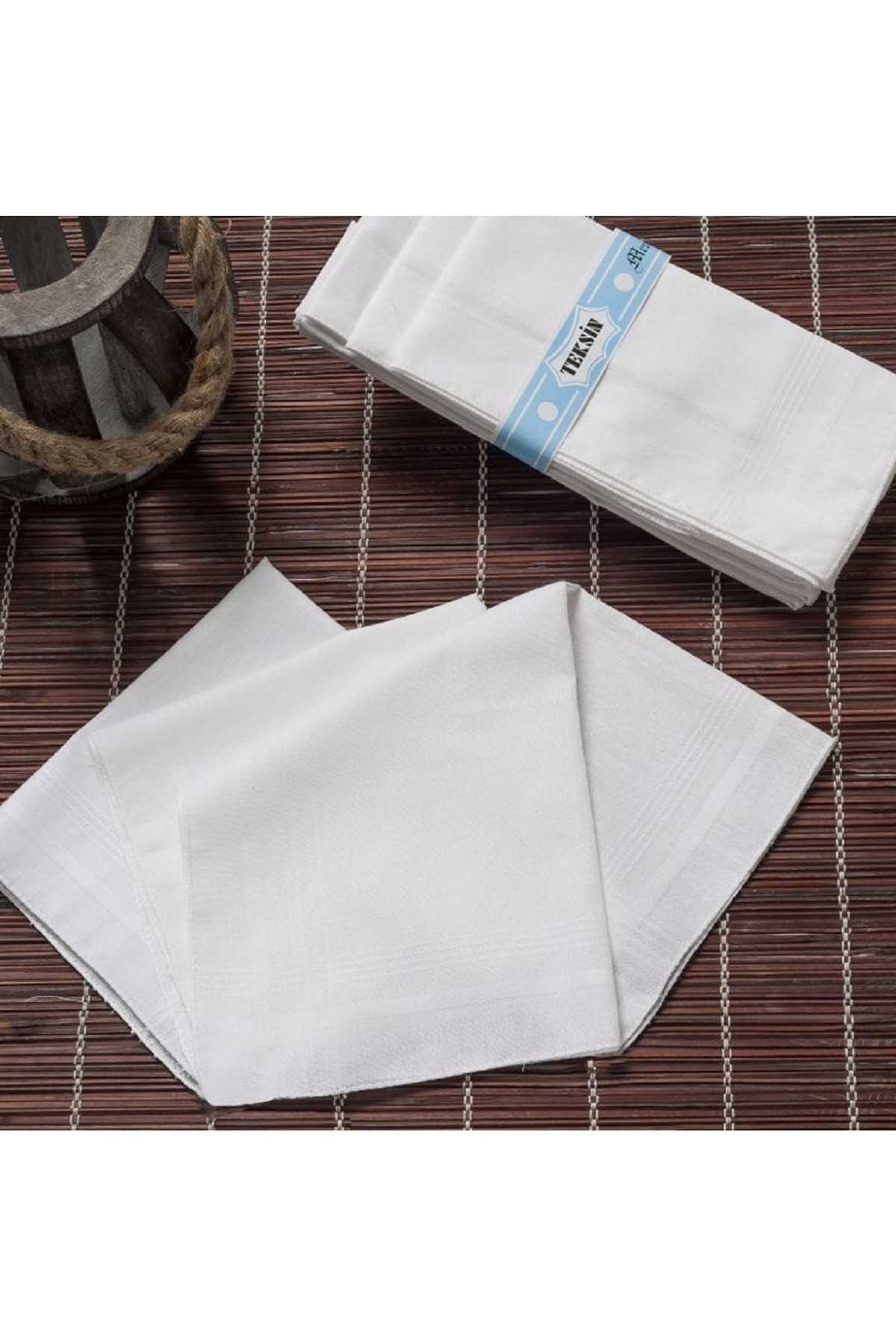 Teksin El Yüz Cep Mendili Beyaz 12 li Paket 36x36 Cm TM Beyaz resmi