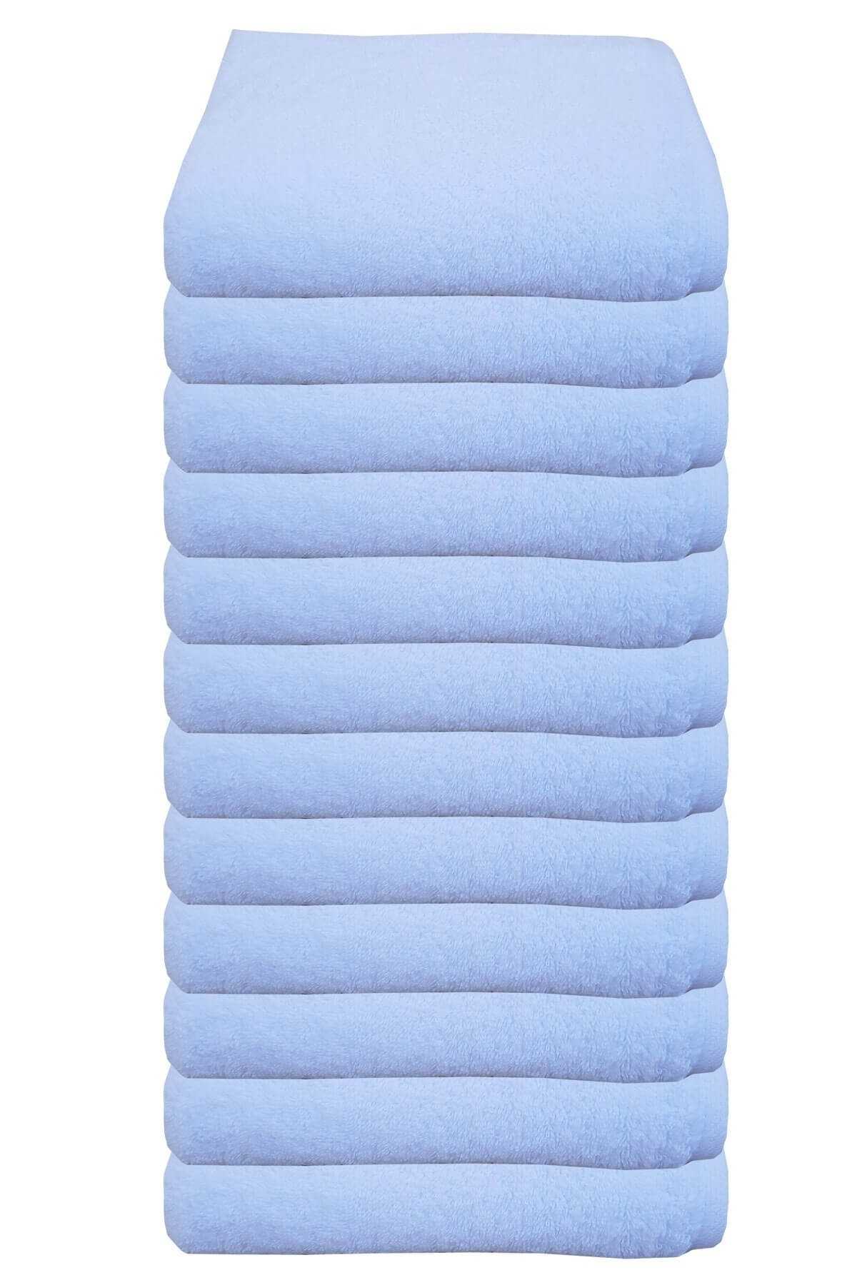 12 li Otel Tipi El Yüz Havlusu 100 Pamuklu Beyaz 50x90 cm resmi