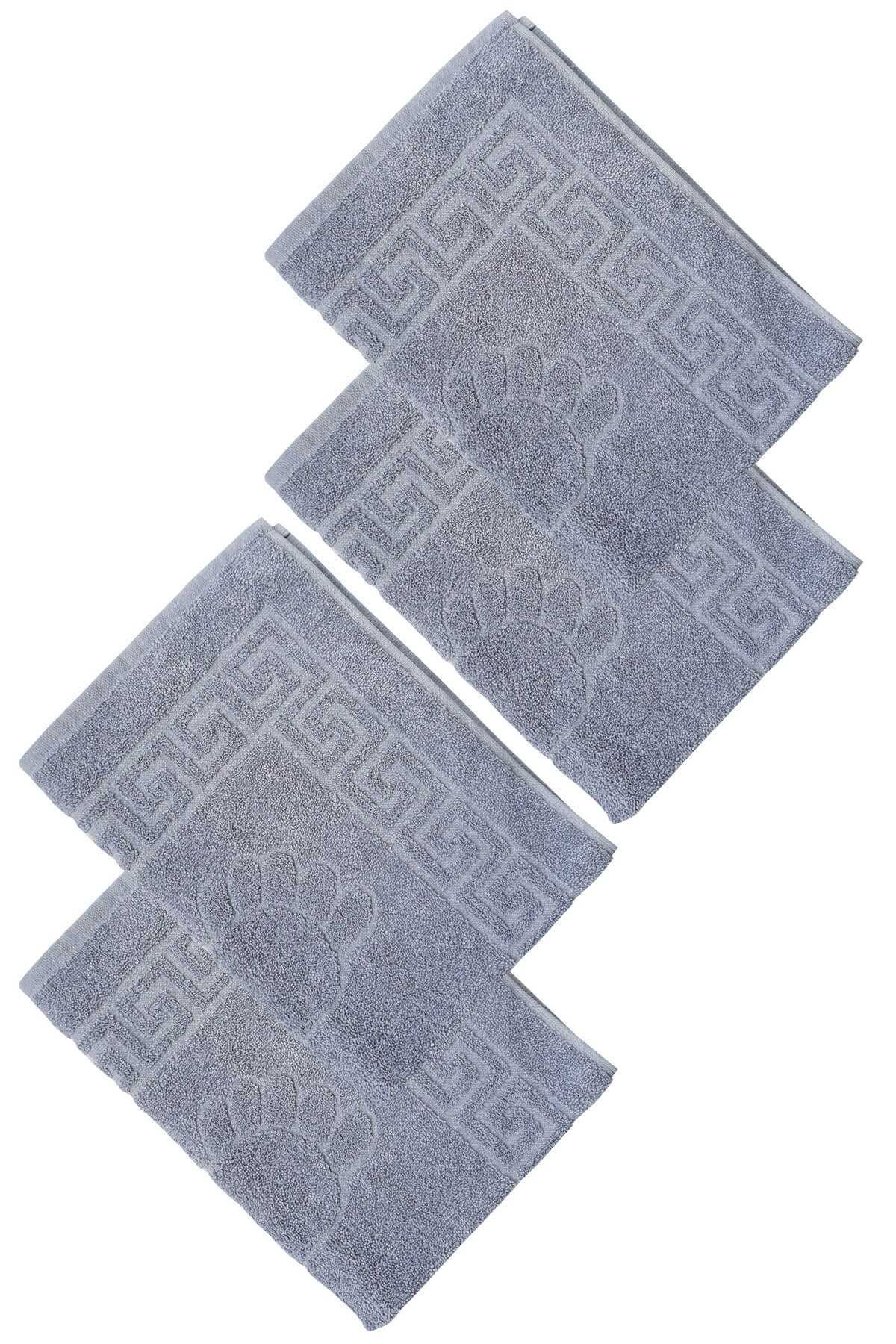 4 lü Ayak İzli Banyo Ayak Havlusu 100 Pamuklu resmi