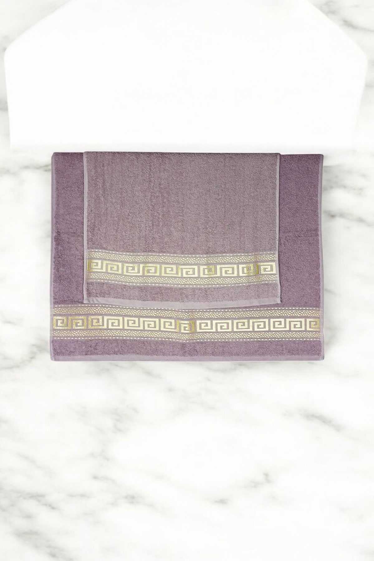 2 Parça Elysium Premium Banyo Havlu Seti  %100 Pamuk 70x140 Cm Mor resmi