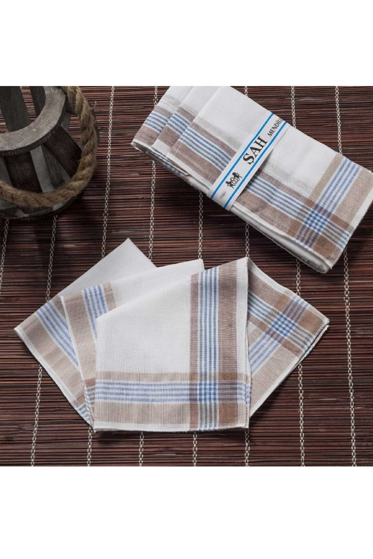 Şah 30x30 cm. Bir Düzine 12 Adet Mendil Şah Kahve resmi