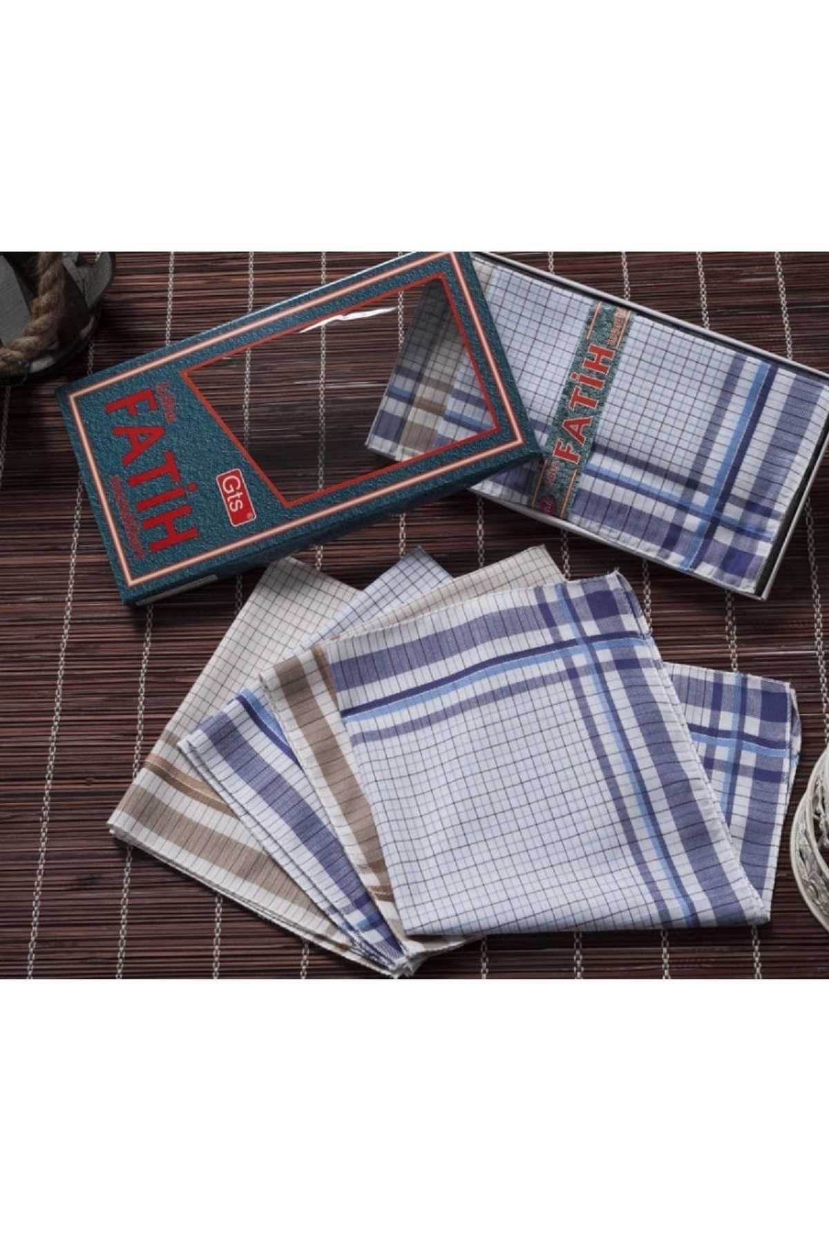 Fatih Kutulu 40x40 cm Düzine 12 Adet Kumaş Mendil FM 04 resmi