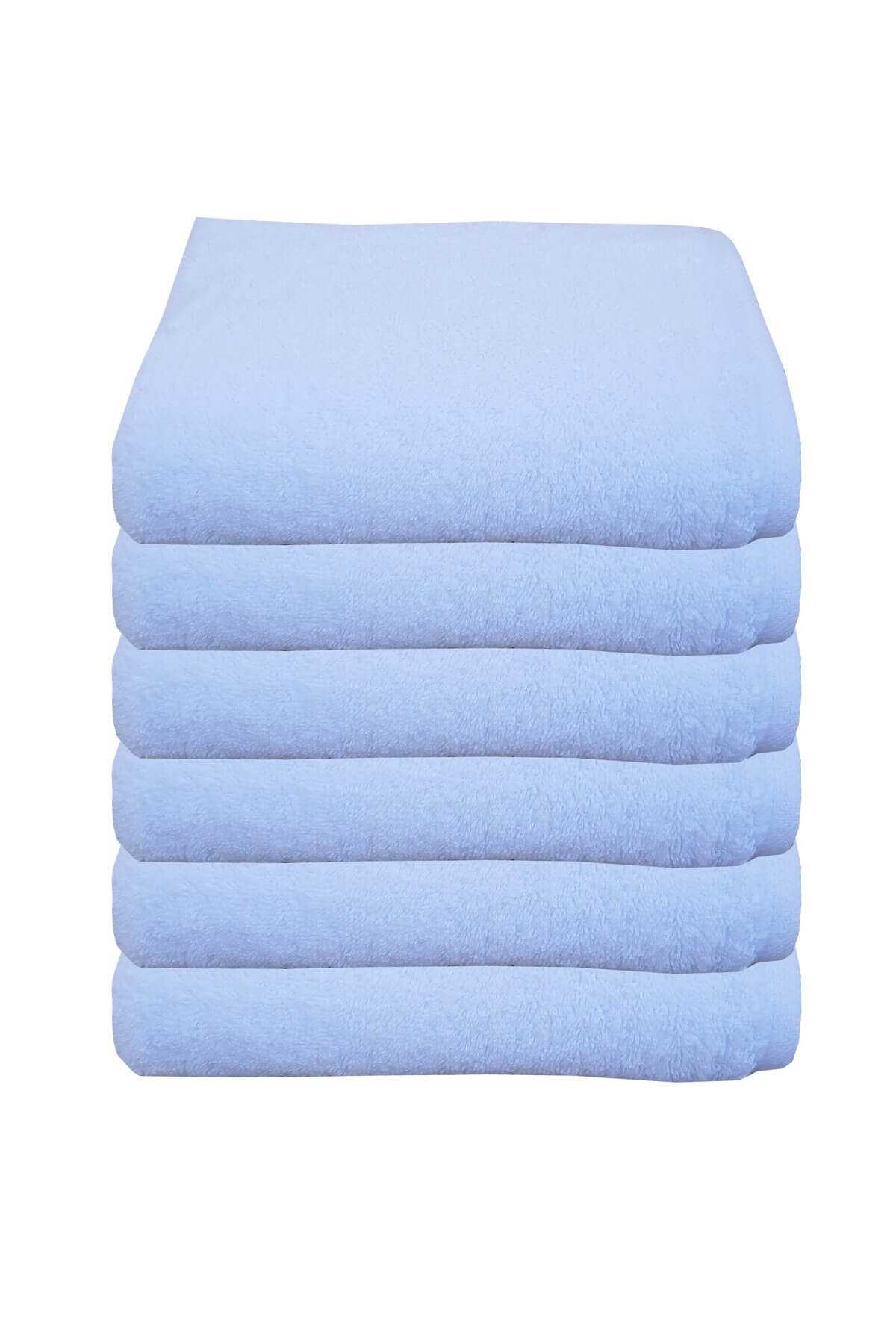 6 lı Otel Havlusu 100 Pamuklu Beyaz El Havlusu 50x90 Cm resmi