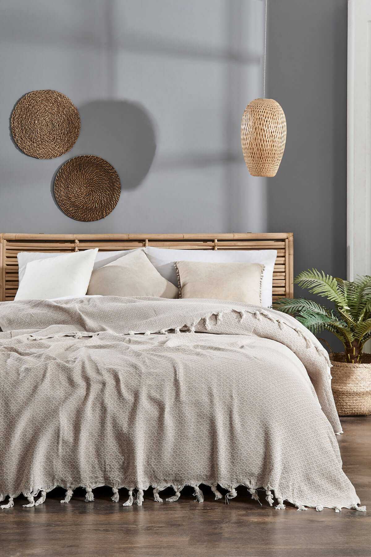 Çift Kişilik Yatak Pikesi Deniz Bej 200 x 230 Cm resmi