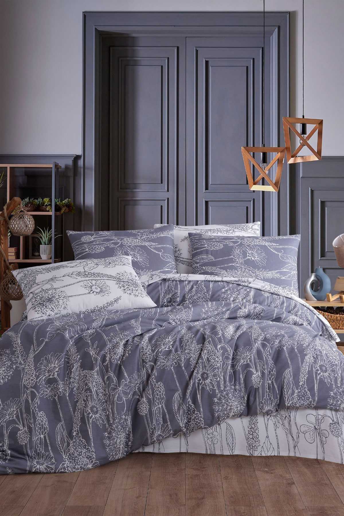 Çift Kişilik Nevresim Takımı Pamuklu Gece Bahçesi resmi