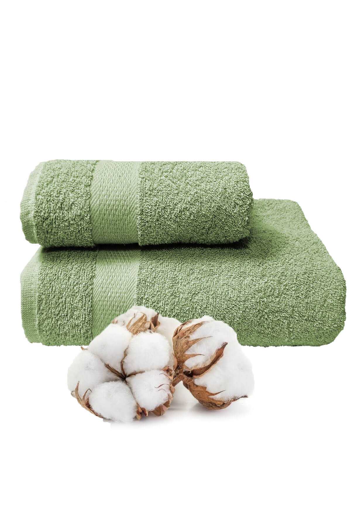 2 li Banyo Havlu Takımı %100 Pamuklu Dry Yeşil resmi