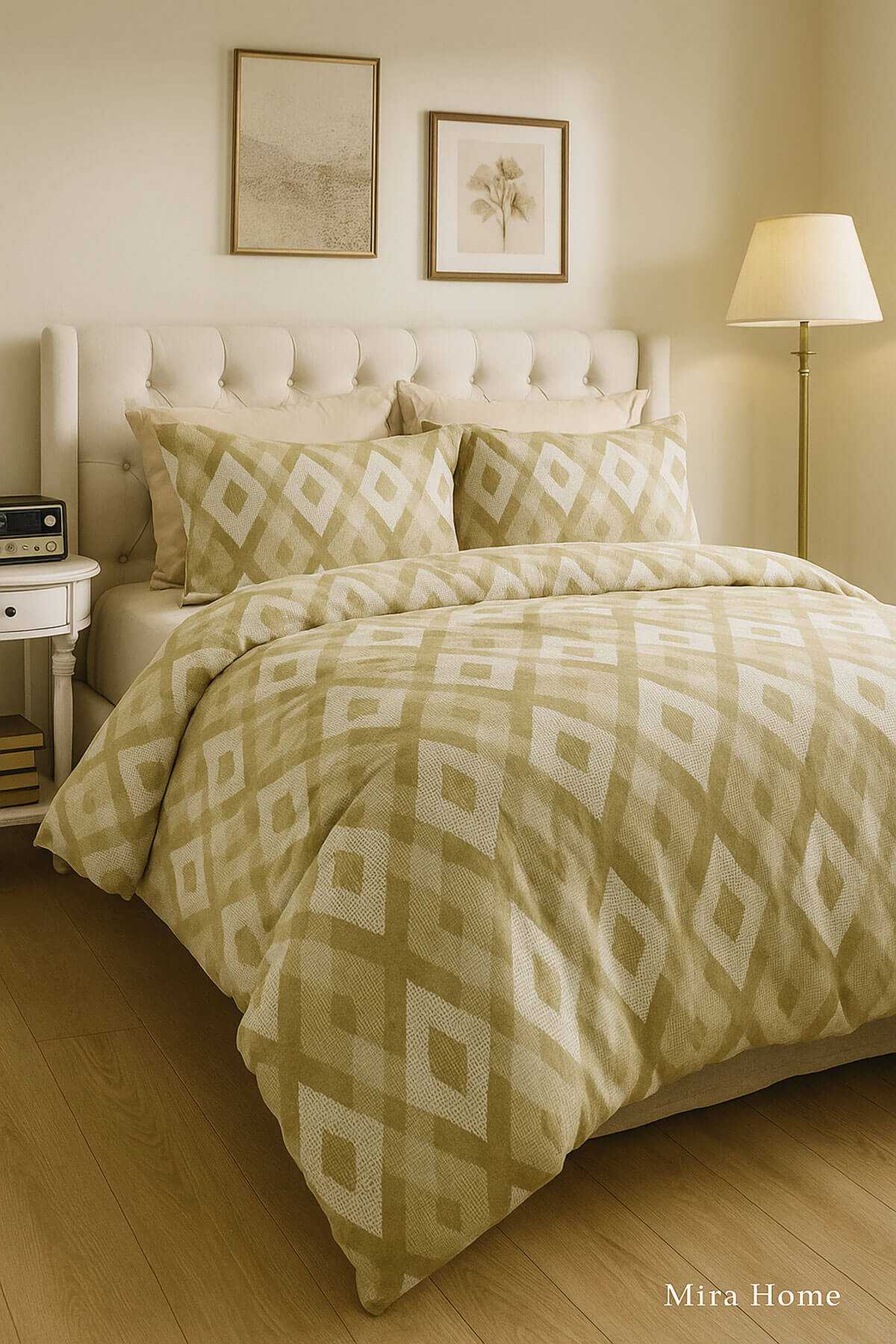 Çift Kişilik Pamuklu Nevresim Takımı İç İçe Baklava Desen resmi