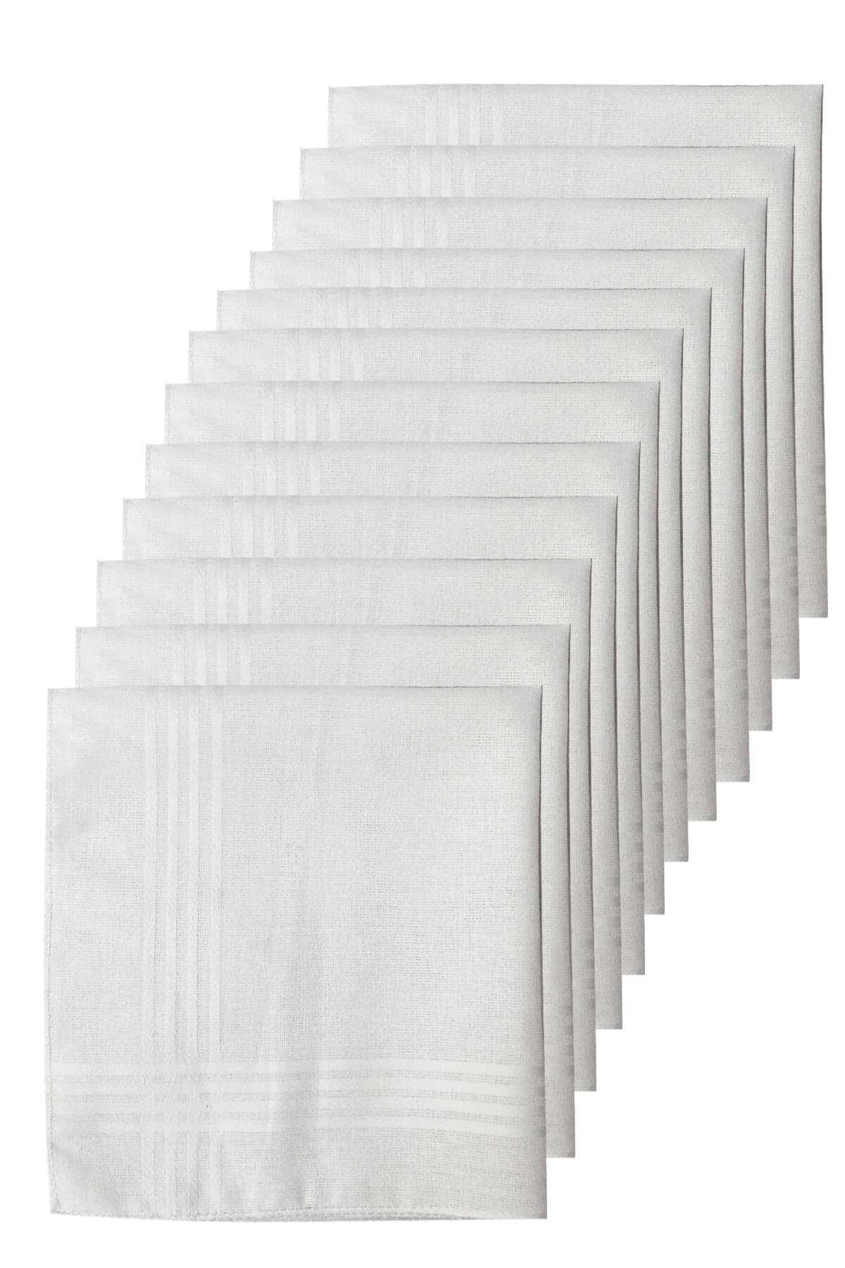 12li Paket Klasik Cep Hediyelik Bayram Mendili %100 Pamuklu 30x30 Cm resmi