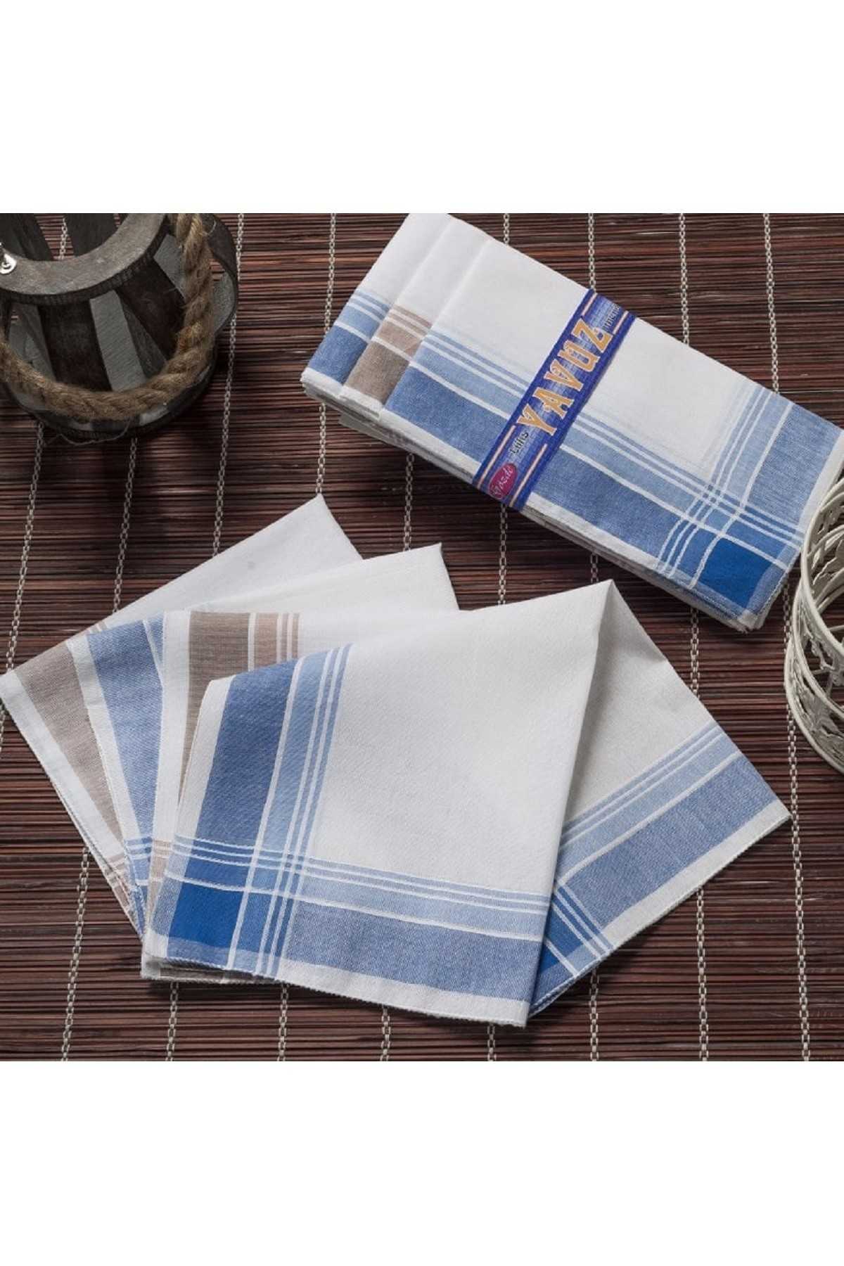 Yavuz Kutulu 39x39 cm 12 Adet Kumaş Mendil YM 03 resmi