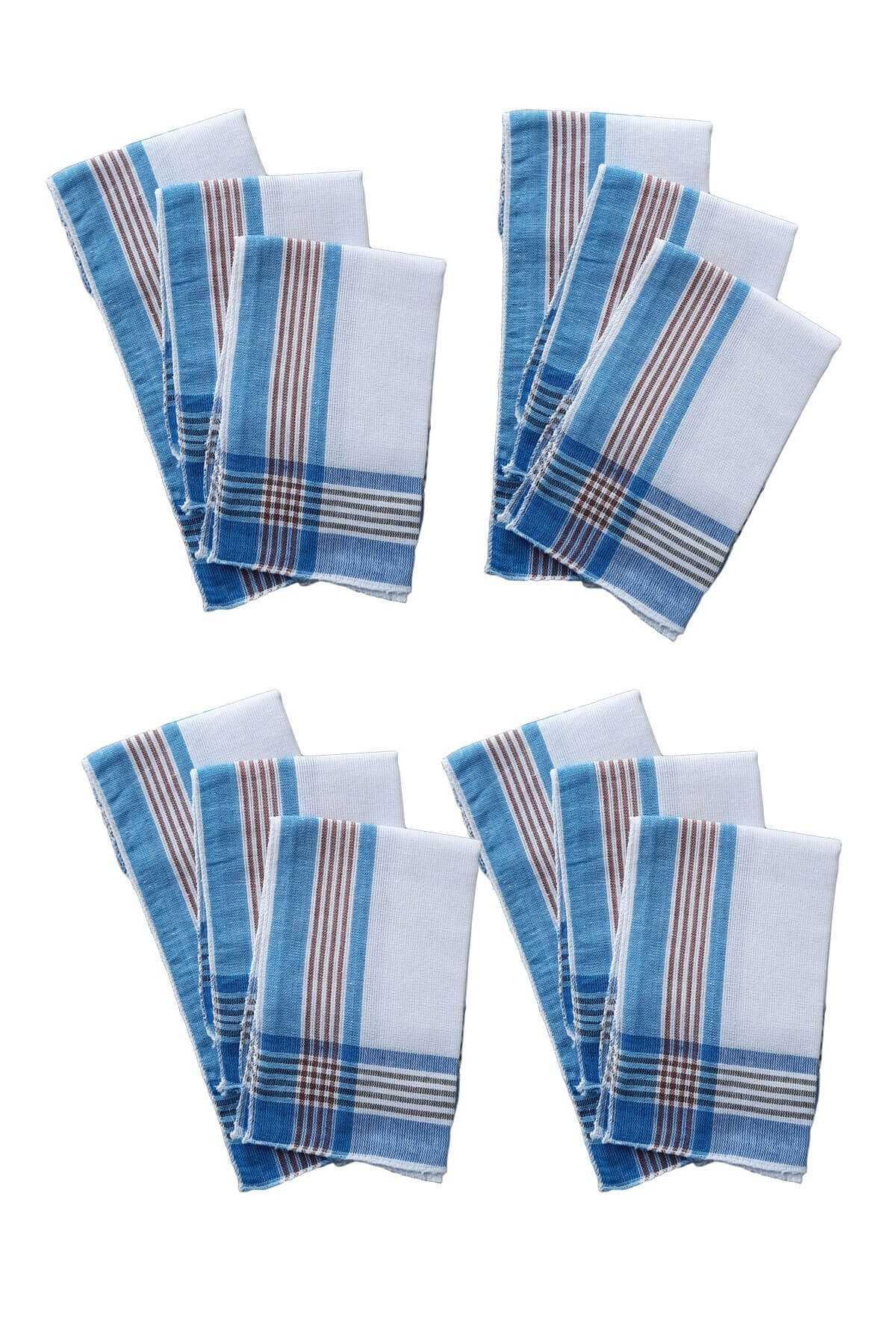 12 li El Cep Yaka Kumaş Mendil 30x30 Cm 100 Pamuklu Şah resmi