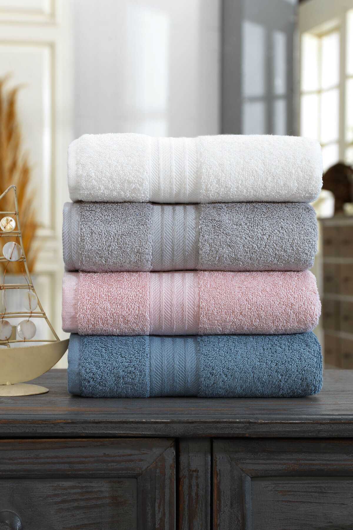 4 lü El Yüz Havlu Takımı %100 Pamuklu Matiz Puin resmi