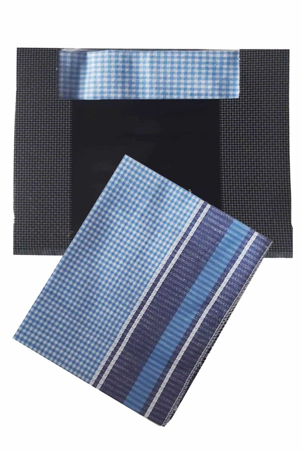 3’lü Özel Paket Premium Erkek Mendil Seti  %100 Pamuk 42x42 cm Mavi resmi