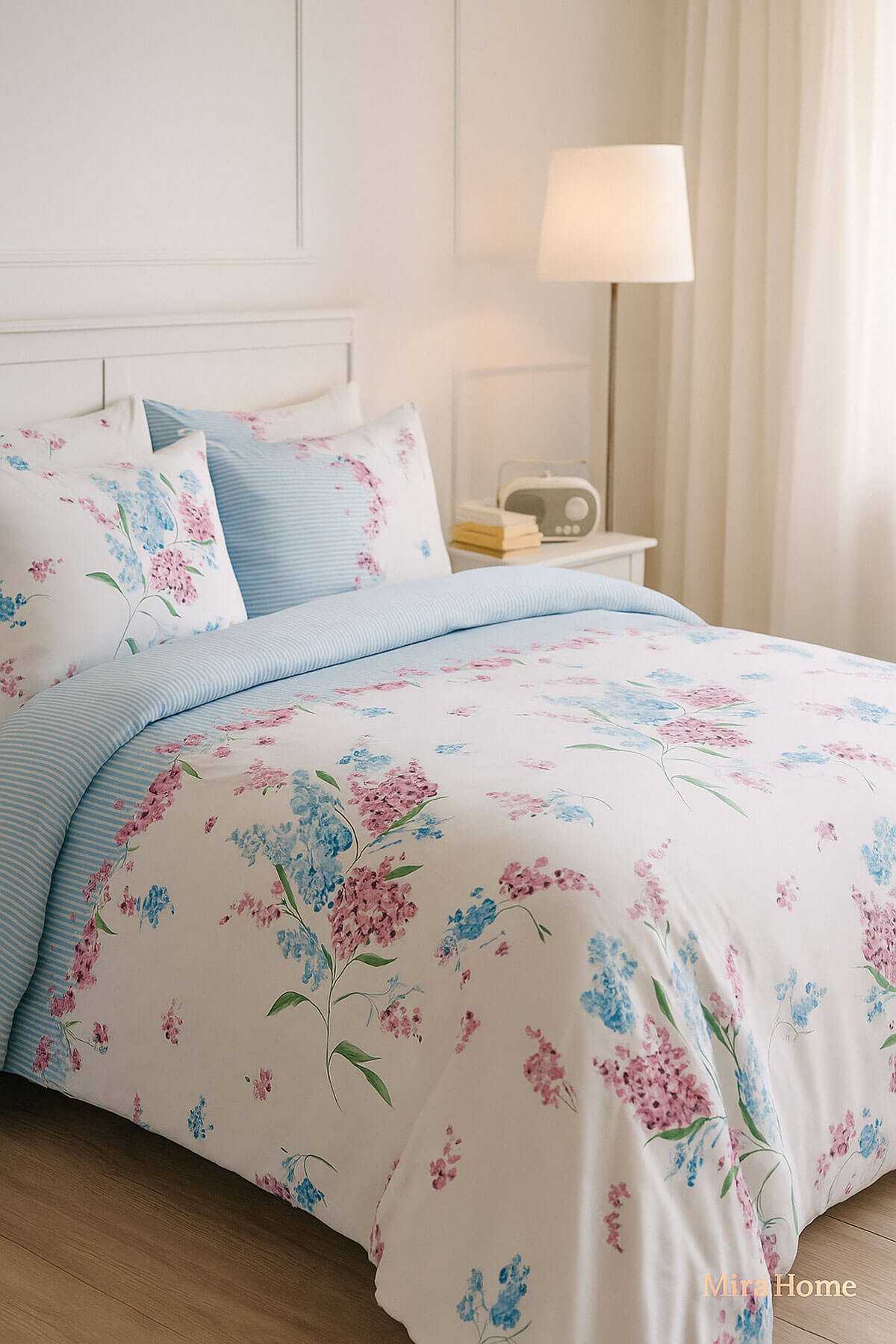 Çift Kişilik Pamuklu Nevresim Takımı Krizantem Desenli resmi