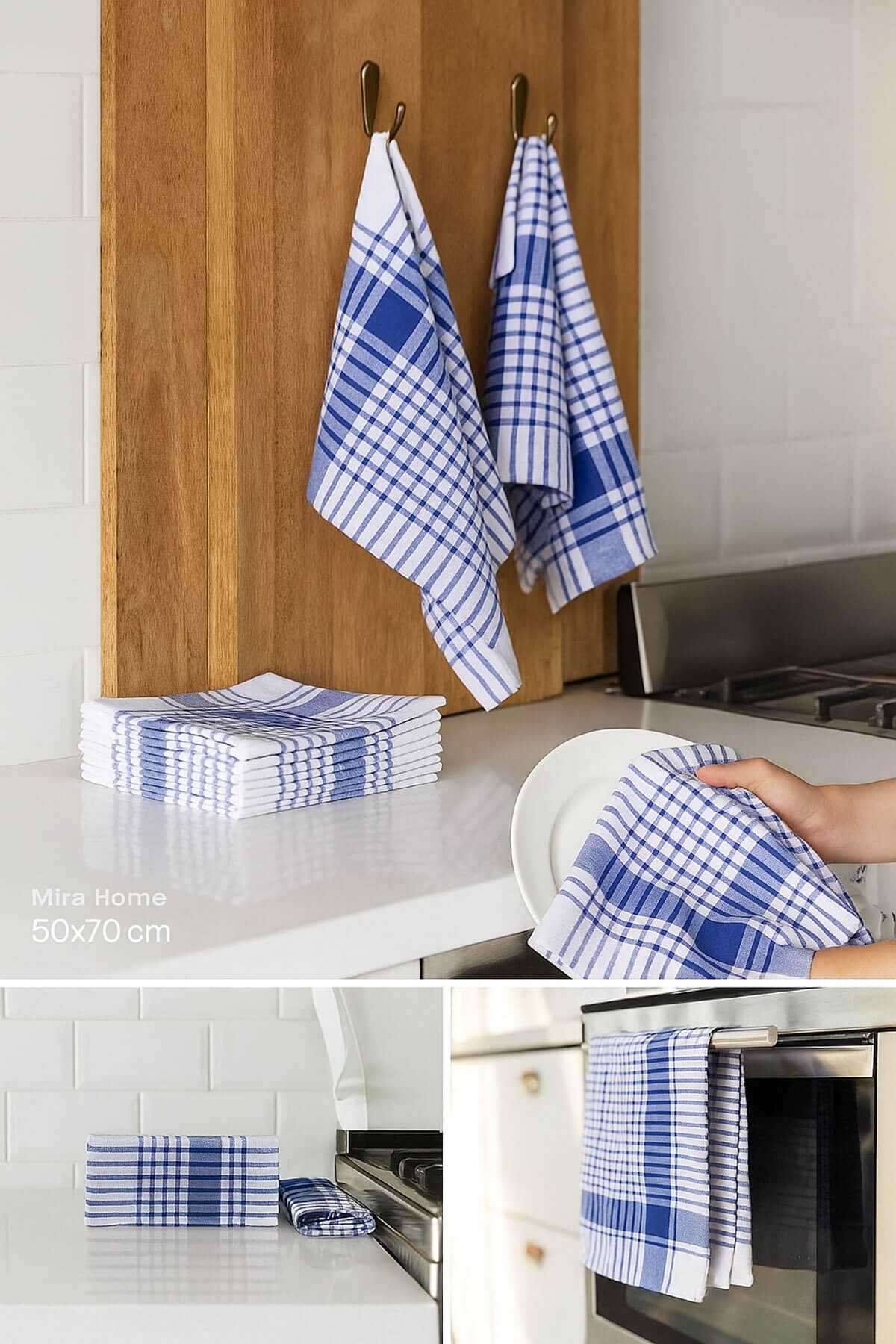 10 lu Lüks Bulaşık Kurulama Bezi ve Mutfak Peçetesi 50x70 Cm Daily Mavi resmi