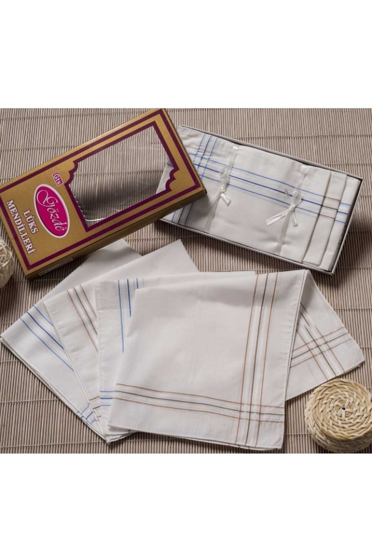 Sarı Kutulu 46x46 cm. Bir Düzine 12 Adet Mendil-GSK 04 resmi