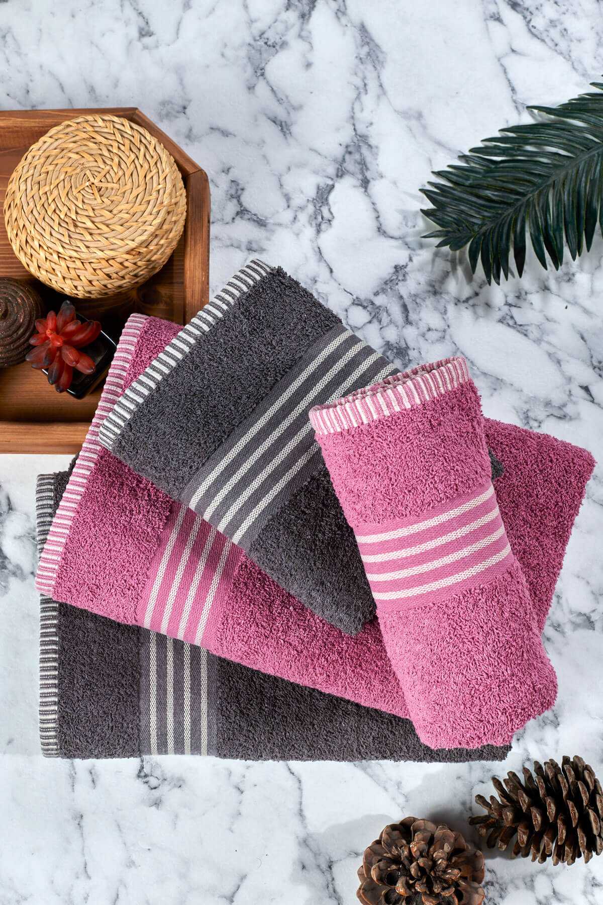 4 lü Kadın Erkek Banyo Havlusu Takımı Oscar Mürdüm Antasit resmi