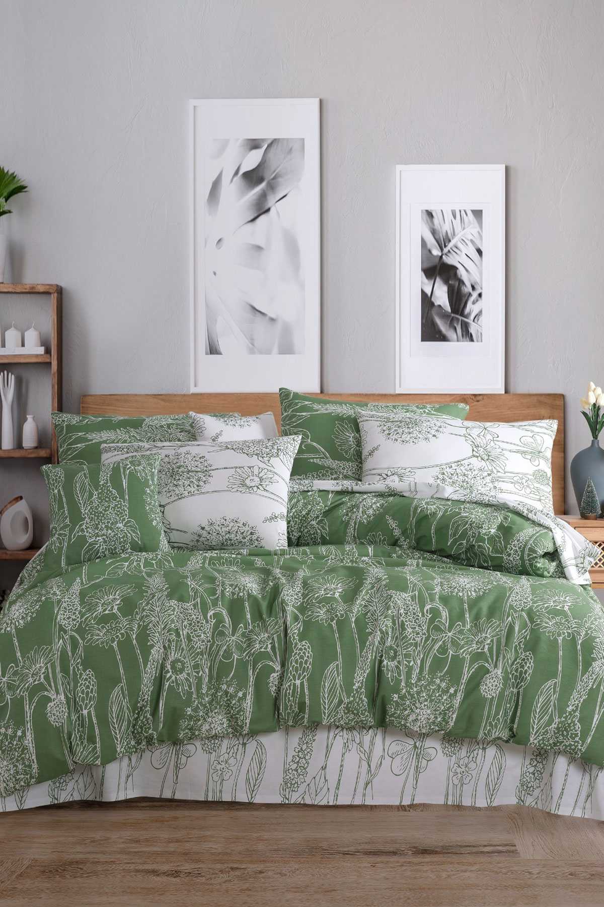 Çift Kişilik Nevresim Takımı Pamuklu Yeşil Düşler resmi