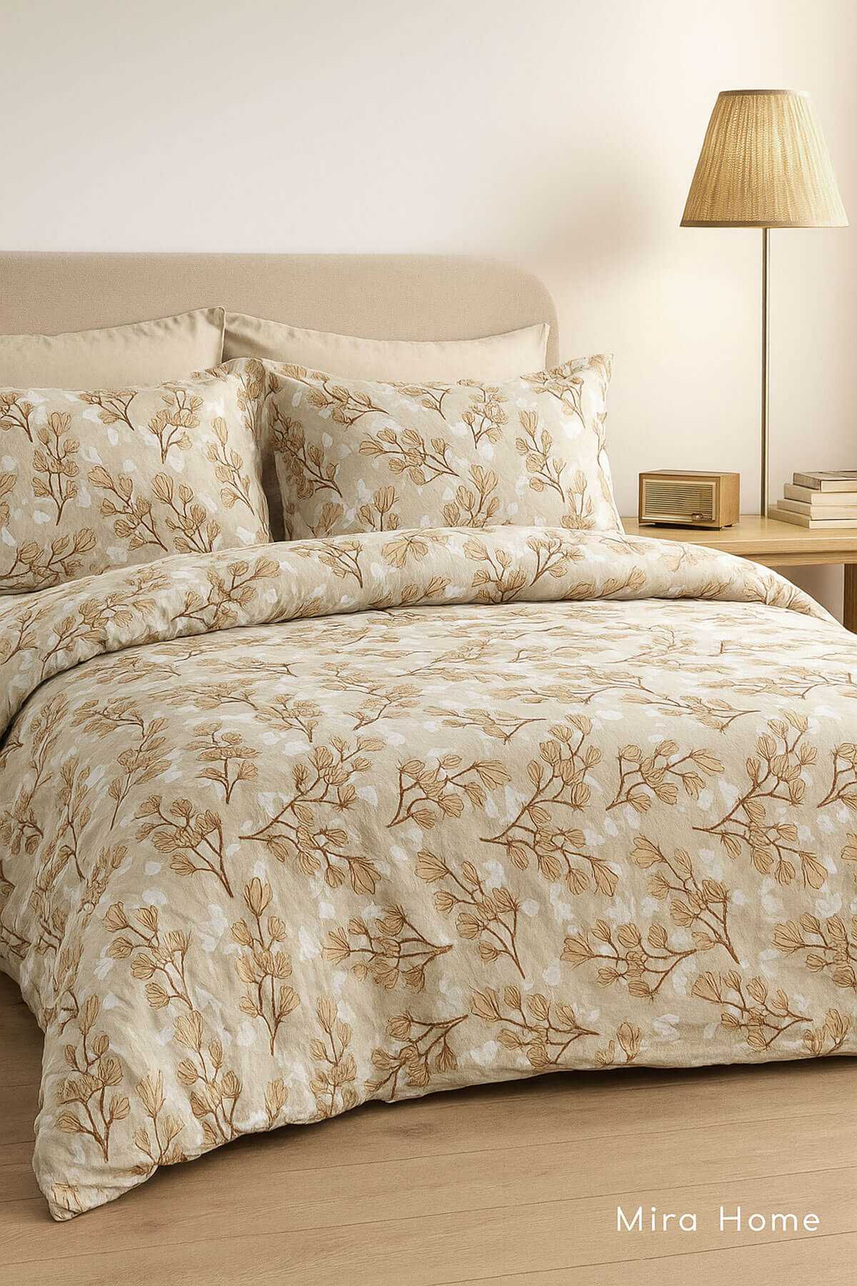 Çift Kişilik Pamuklu Nevresim Takımı Yaprak Desenli resmi