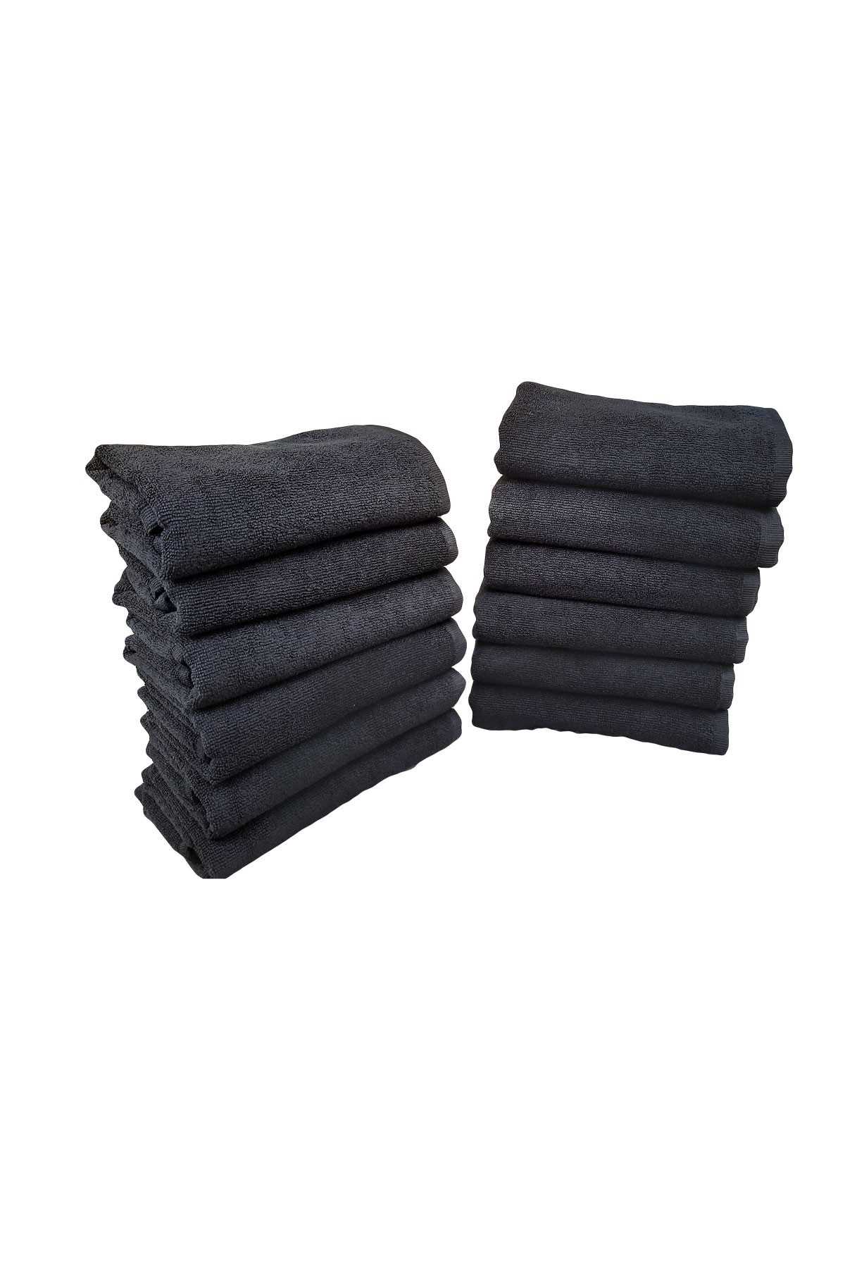 12li Paket Boya Tutmayan Mikrofiber El Yüz Spor Kuaför Havlusu 50X90 Cm resmi