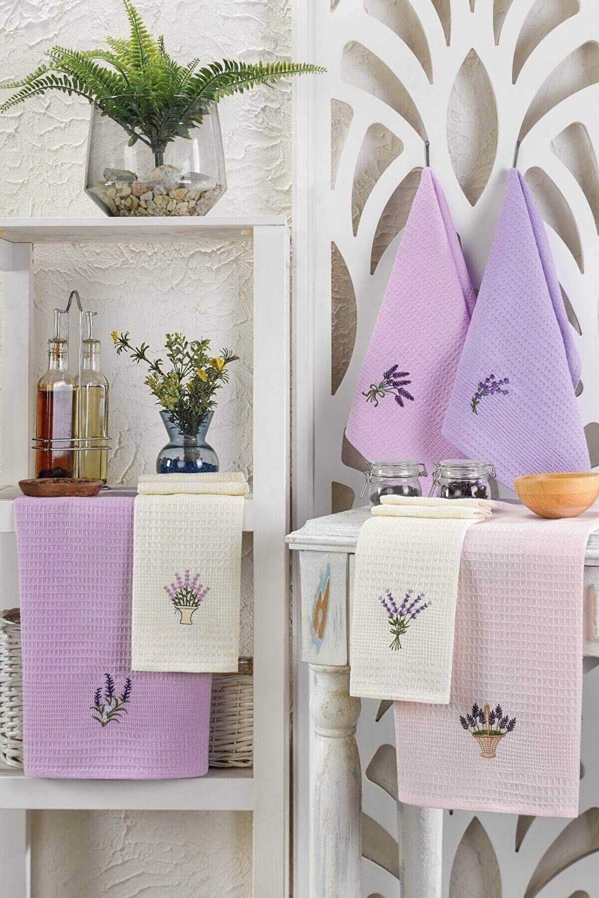 6 Parça Mutfak Kurulama Bezi 30 X 50 Cm Lavender Flower resmi