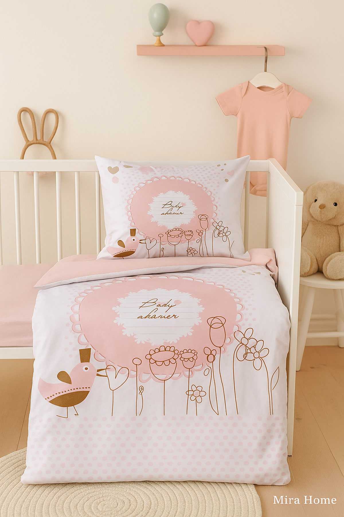 Yenidoğan Kız Bebek Nevresim Takımı %100 Pamuklu  Baby Shower resmi