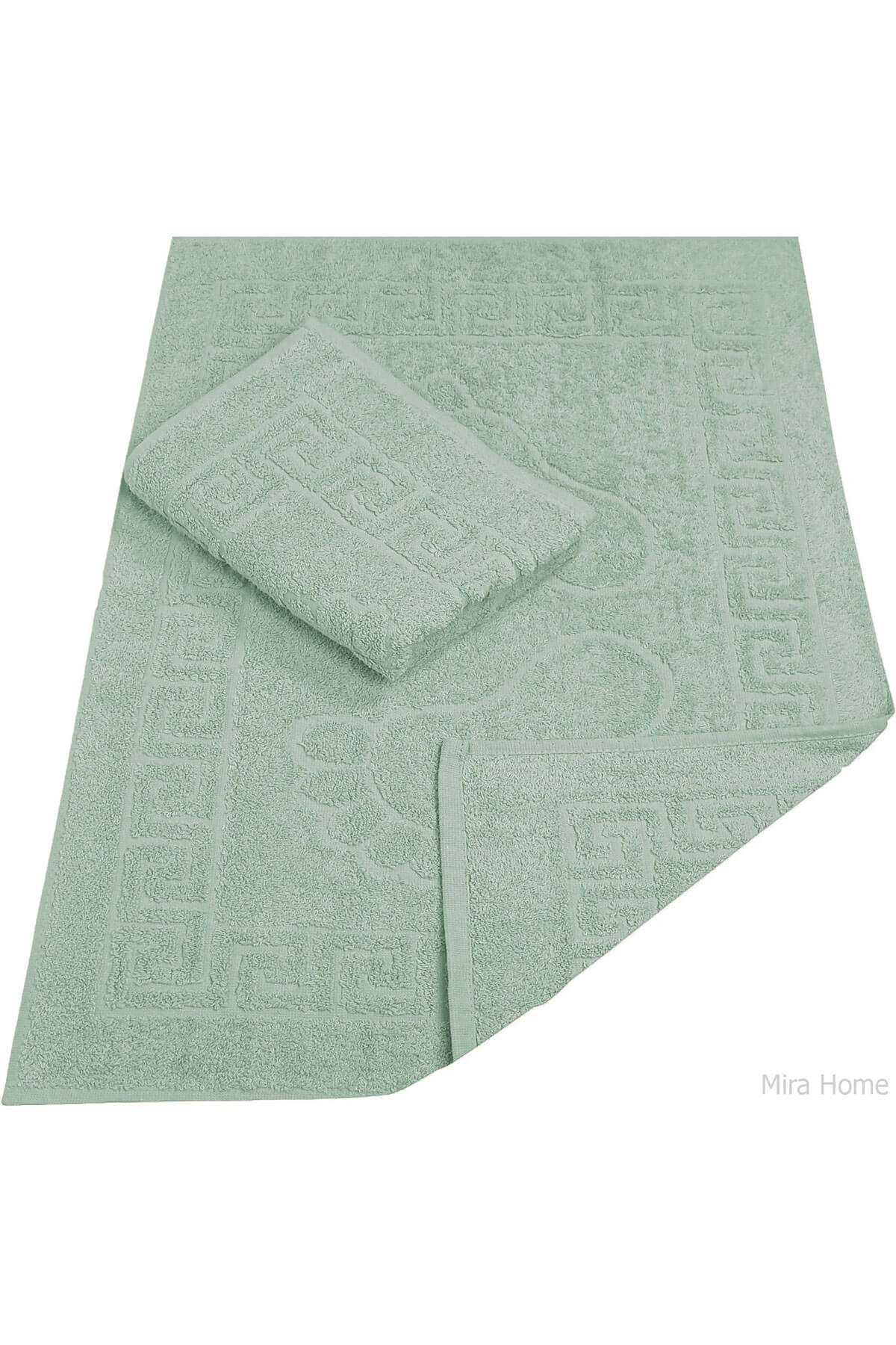 2 Li Banyo Ayak Havlusu %100 Pamuk 50X70 Cm Menesch Yeşil resmi