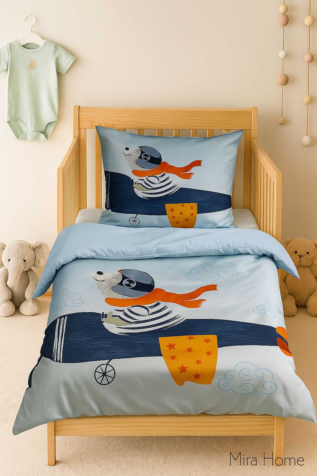 Dijital Baskılı 3d Pamuklu Yenidoğan Bebek Nevresim Takımı Fly Foggy resmi