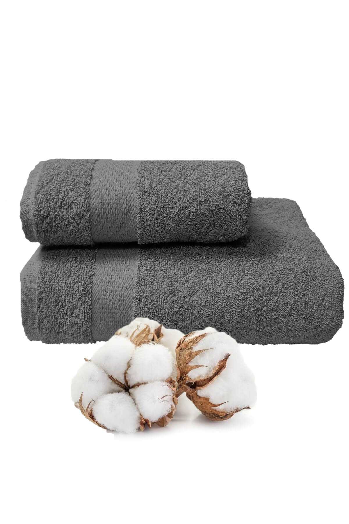 2 li Banyo Havlu Takımı %100 Pamuklu Dry Antrasit resmi