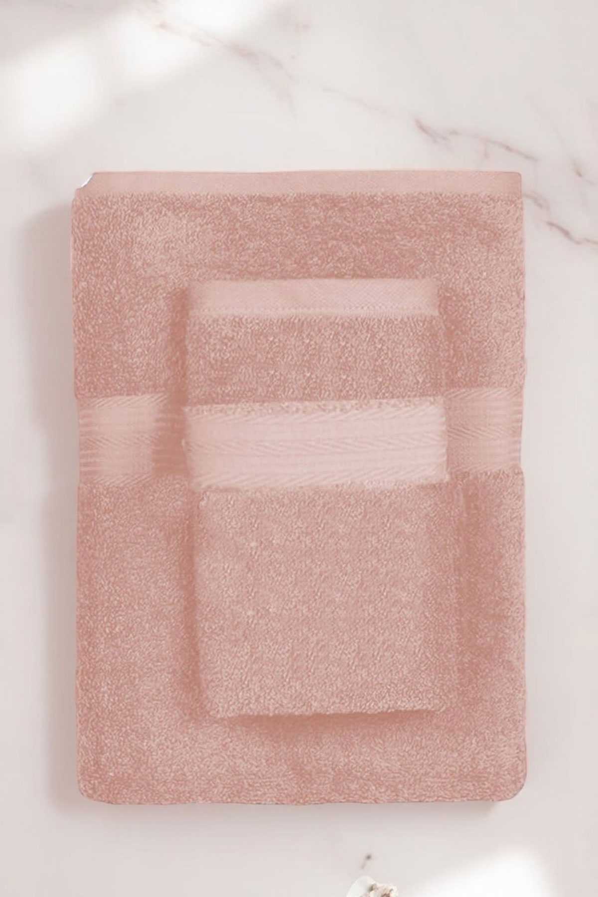 2 Parça Battal Lüks Premium Banyo Spa Havlu Takımı 90x170 Cm Somon resmi