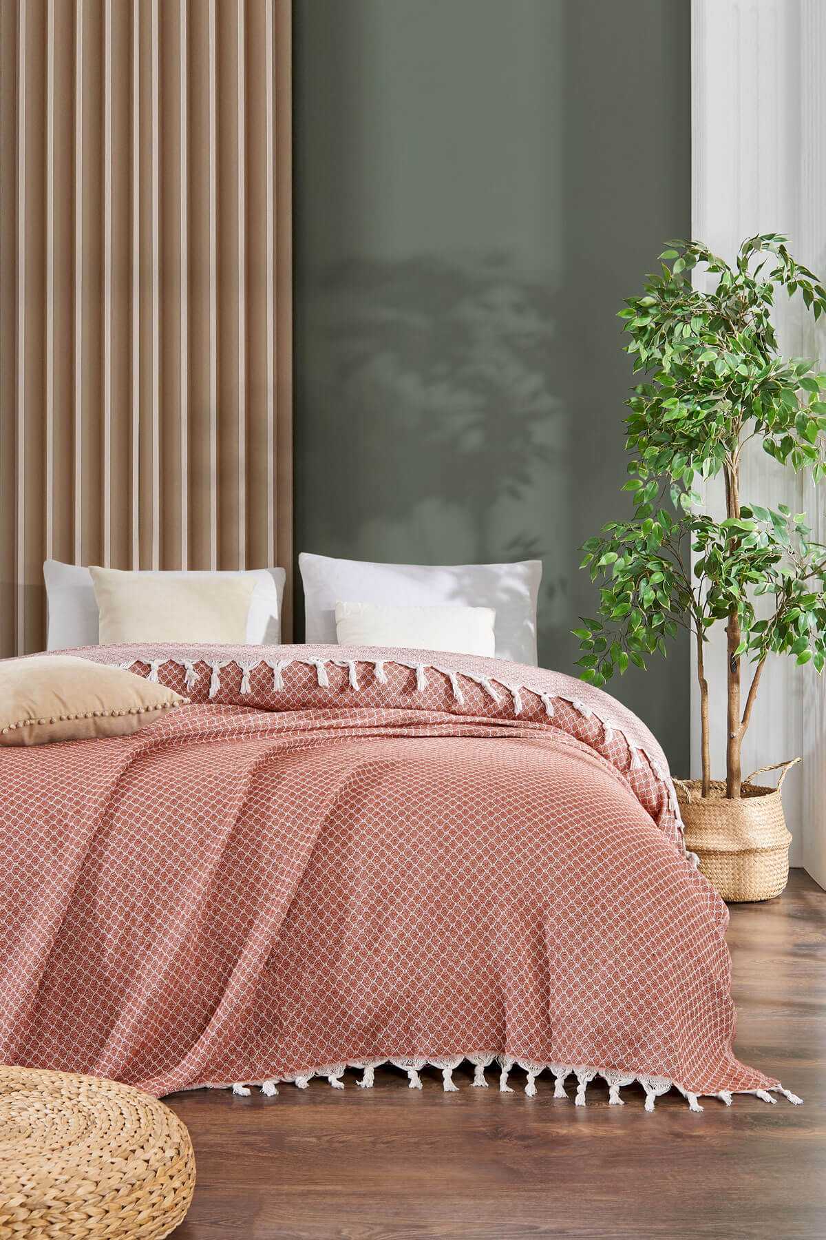 Çift Kişilik Yatak Pikesi Alice Kiremit 200 x 230 resmi