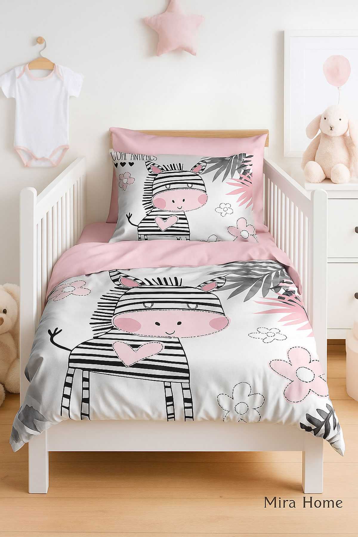 Dijital Baskılı 3d Pamuklu Yenidoğan Bebek Nevresim Takımı Baby Zebra resmi