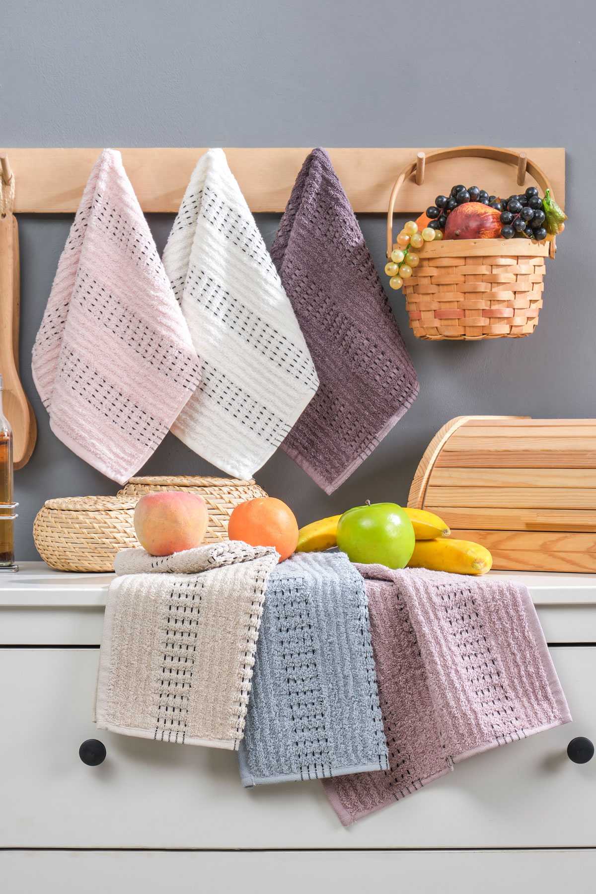 6’lı Soft Touch Mutfak Pamuklu Havlu Seti 30x50 cm resmi