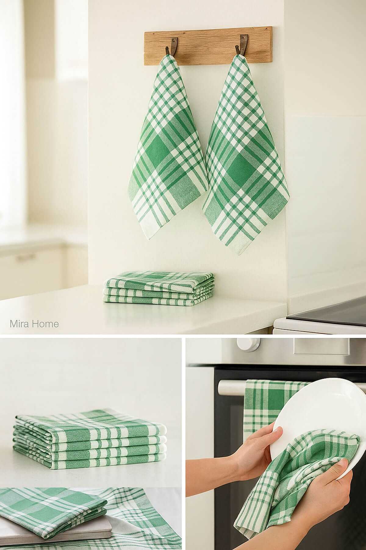 10 lu Lüks Bulaşık Kurulama Bezi ve Mutfak Peçetesi 50x70 Cm Daily Yeşil resmi