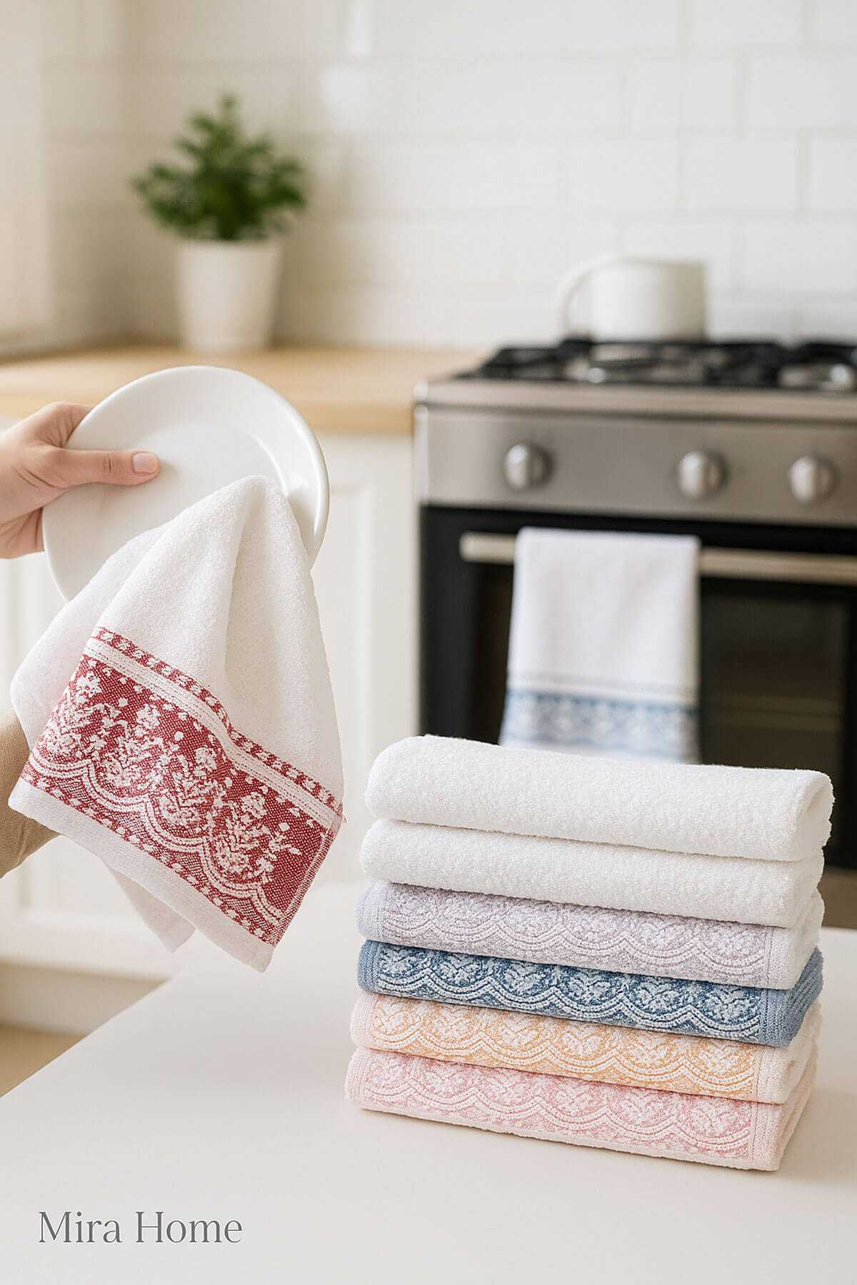 6 lı %100 Pamuklu Mutfak Havlusu Seti 30x50 Cm  Zarafet resmi