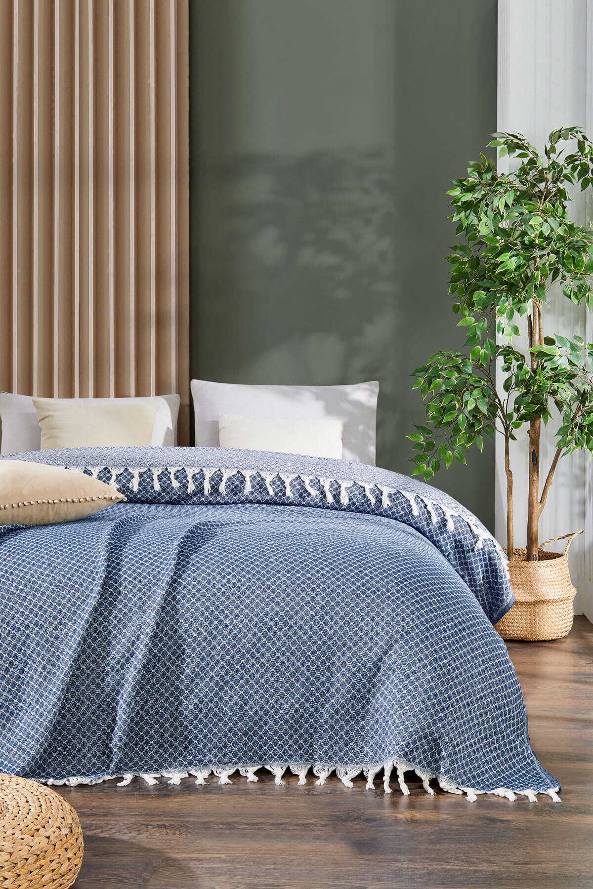 Çift Kişilik Yatak Pikesi Alice İndigo 200 x 230 Cm resmi