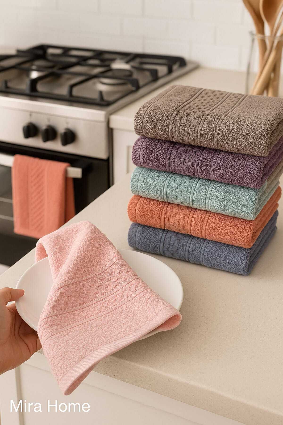 6 Parça Mutfak Havlusu Seti %100 Pamuklu Begüm resmi