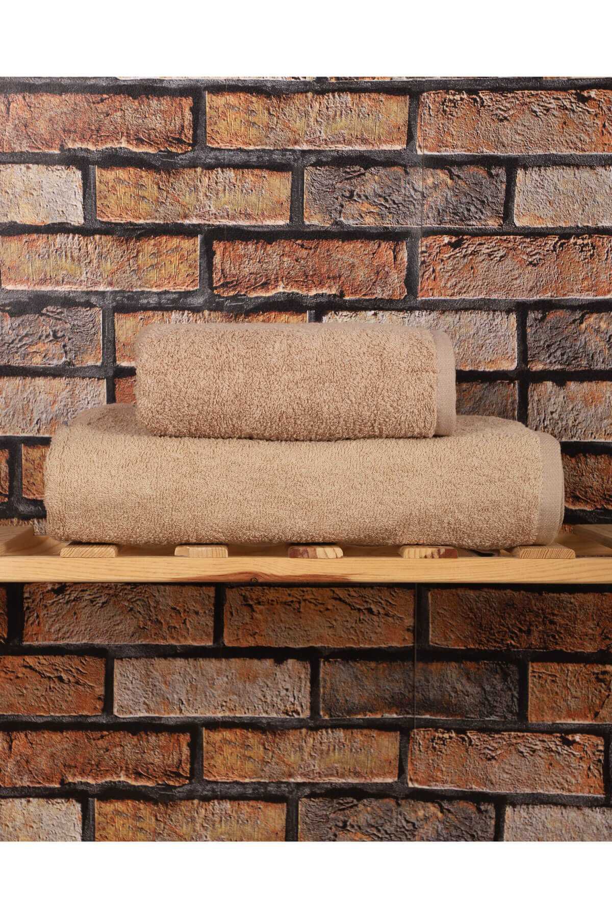 2 Parça %100 Pamuklu Soft Lüx Banyo Havlu Seti Kahve resmi