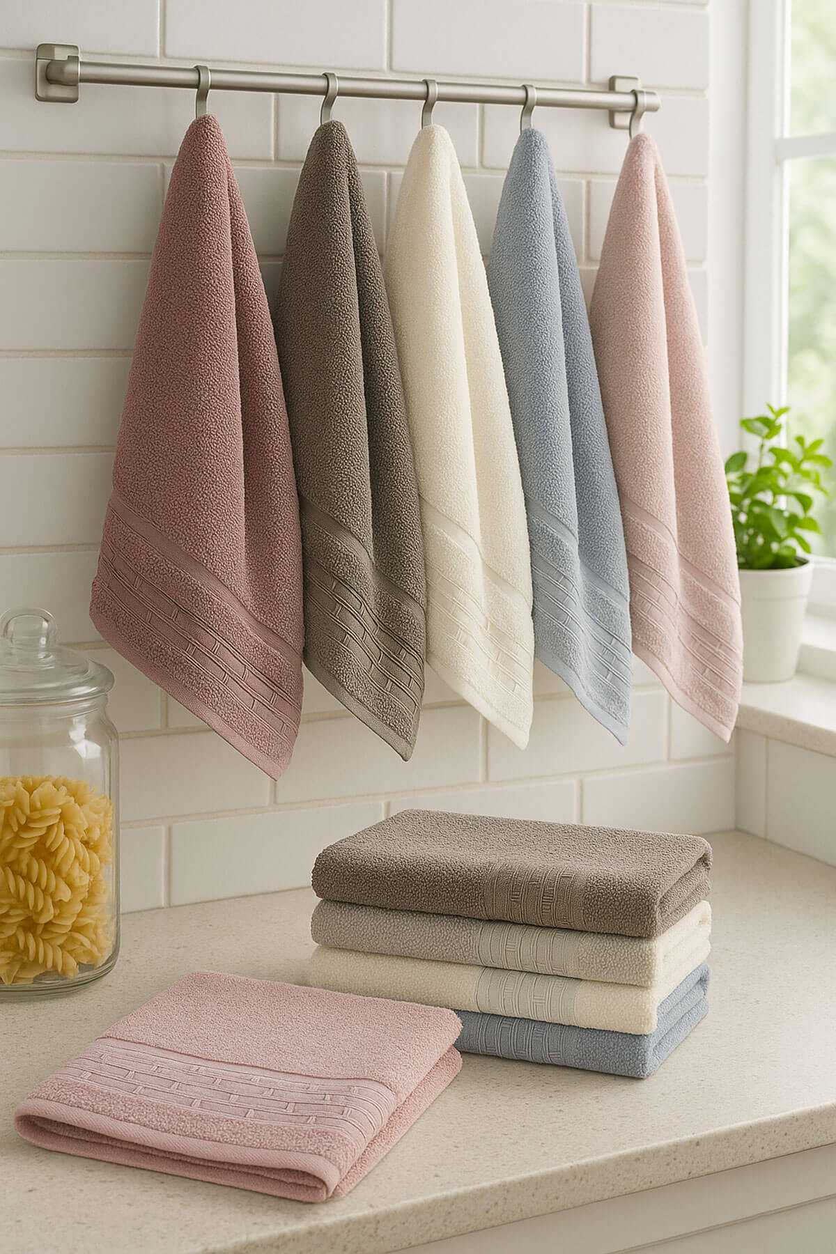 6 Parça Mutfak Havlusu Seti %100 Pamuklu Zahter resmi