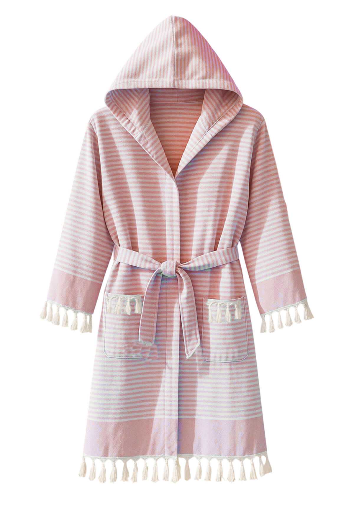 Kapşonlu Unisex Peştamal Plaj Bornozu  %100 Pamuklu Marelina Bordo resmi