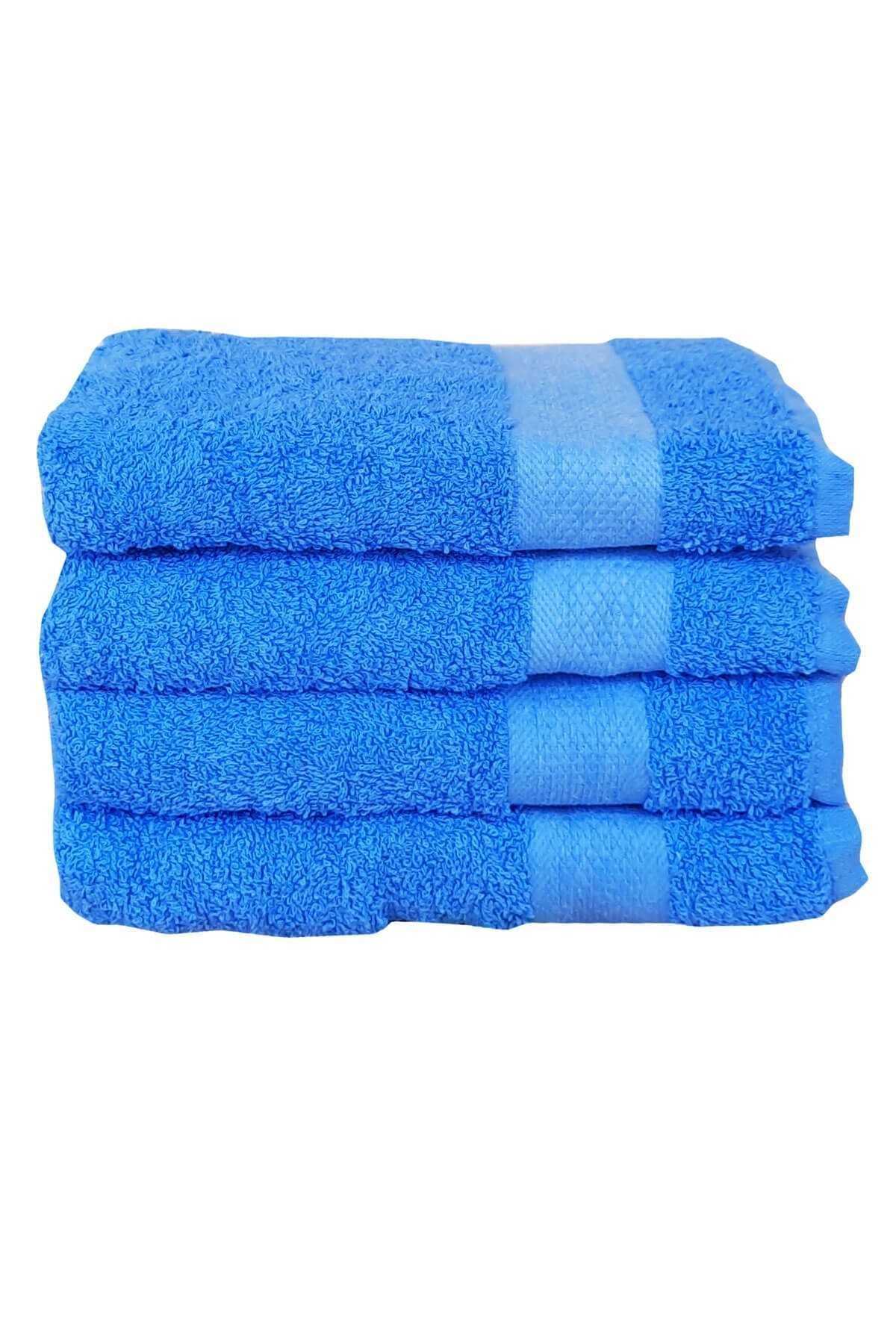 4 lü El Yüz %100 Pamuklu Havlu Seti Dry Mavi resmi