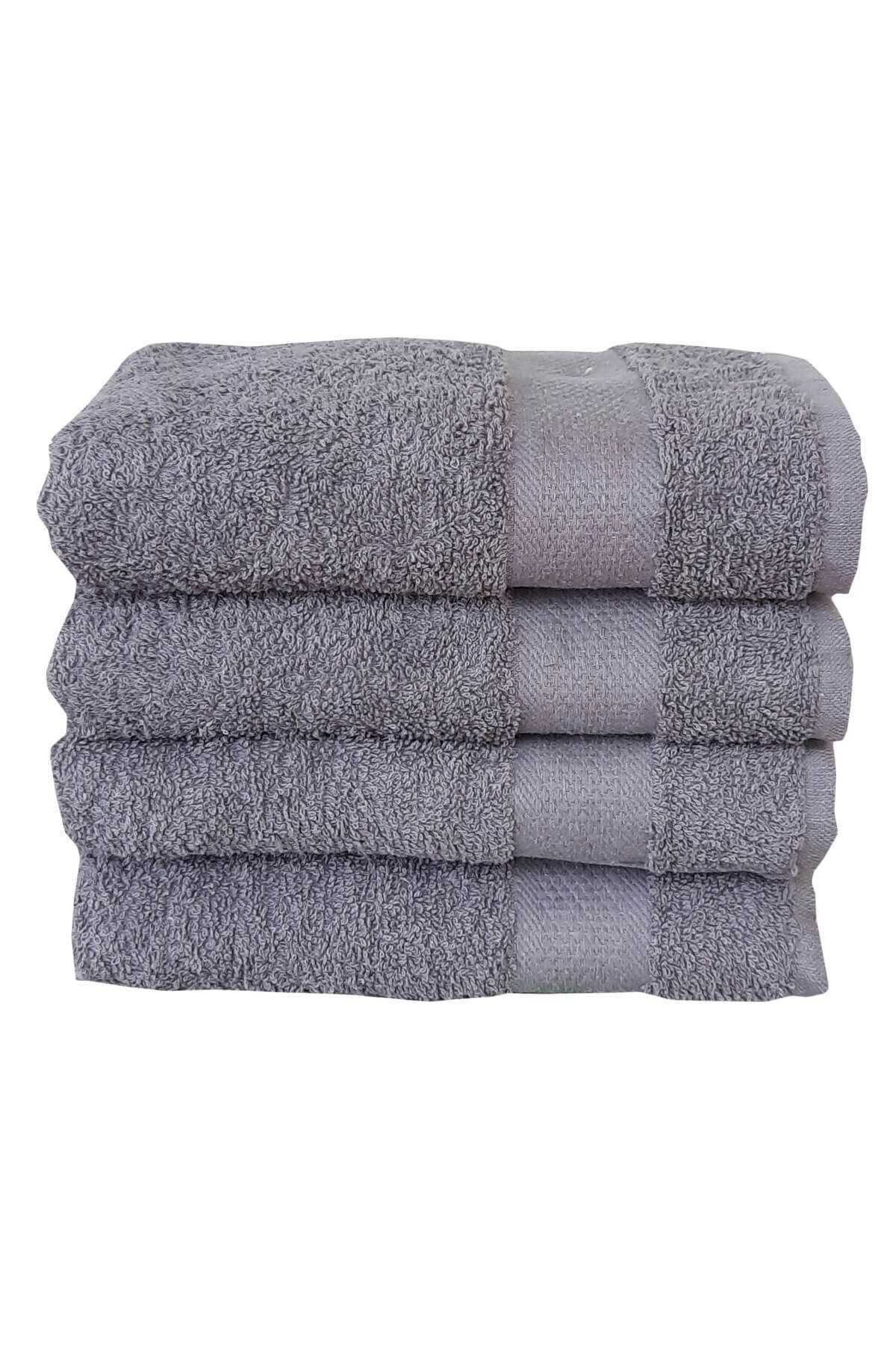 4 lü El Yüz %100 Pamuklu Havlu Seti Dry Antrasit resmi