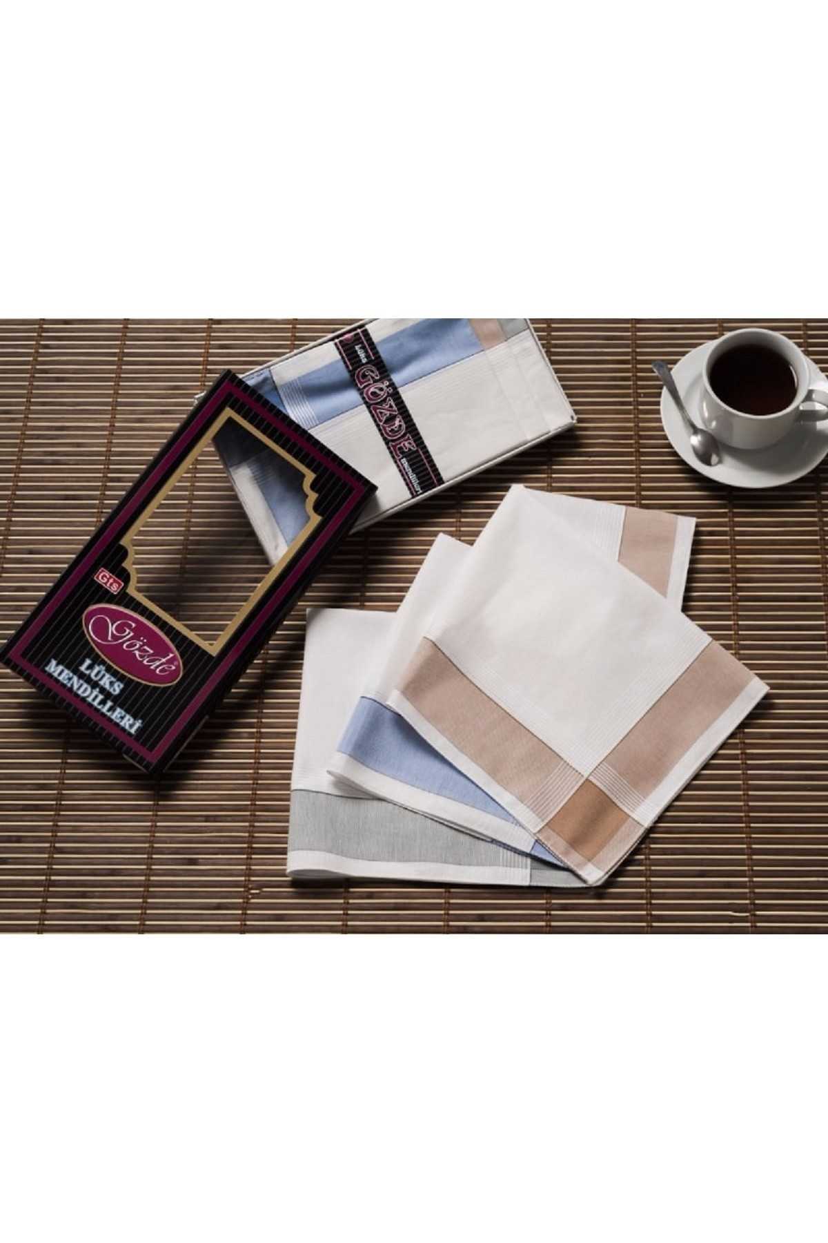 Siyah Kutulu 42x42 cm 12 Adet Kumaş Mendil-GM 02 resmi