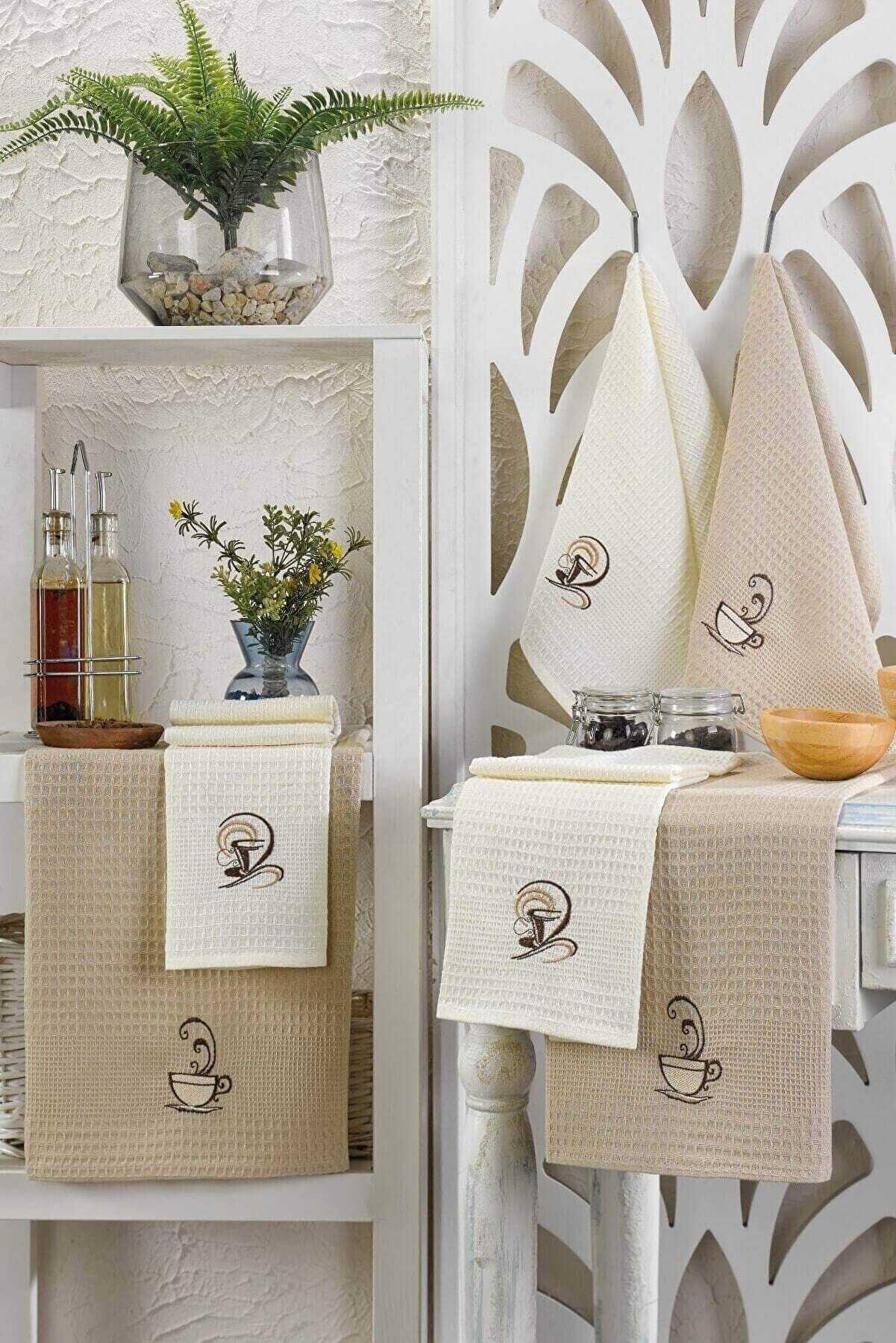 6 Parça Mutfak Kurulama Bezi 30 X 50 Cm Coffe resmi