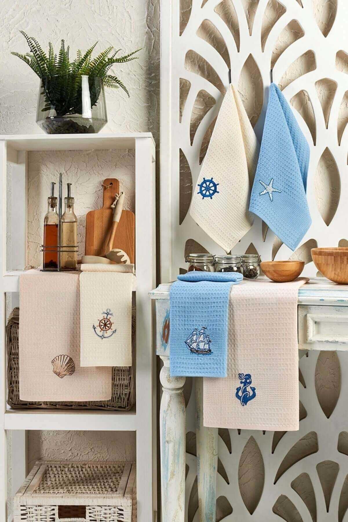 6 Parça Mutfak Kurulama Bezi 30 X 50 Cm Deniz resmi