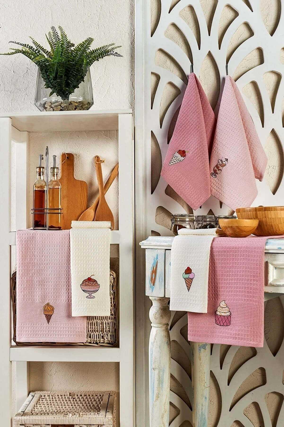 6 Parça Mutfak Kurulama Bezi 30 X 50 Cm İce Cream resmi