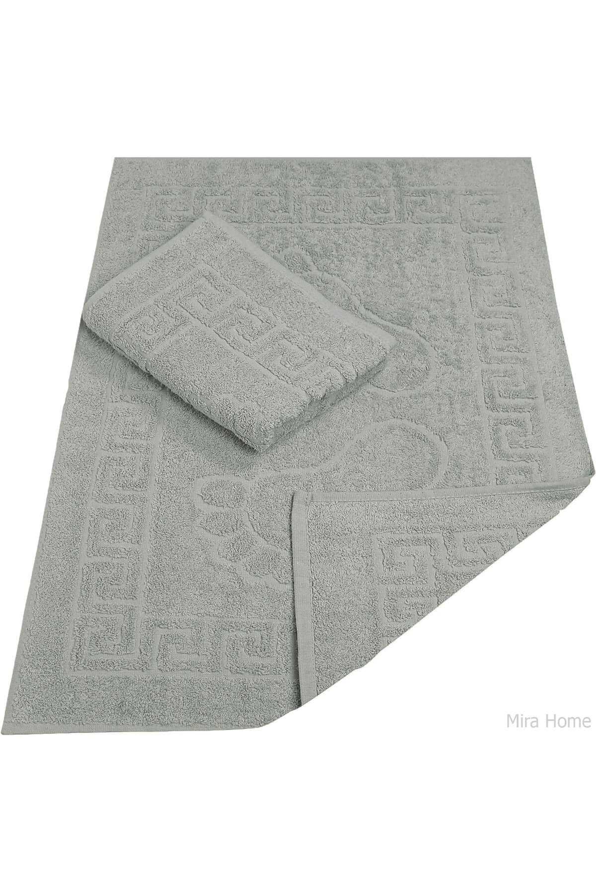 2 Li Banyo Ayak Havlusu %100 Pamuk 50X70 Cm Menesch Gri resmi